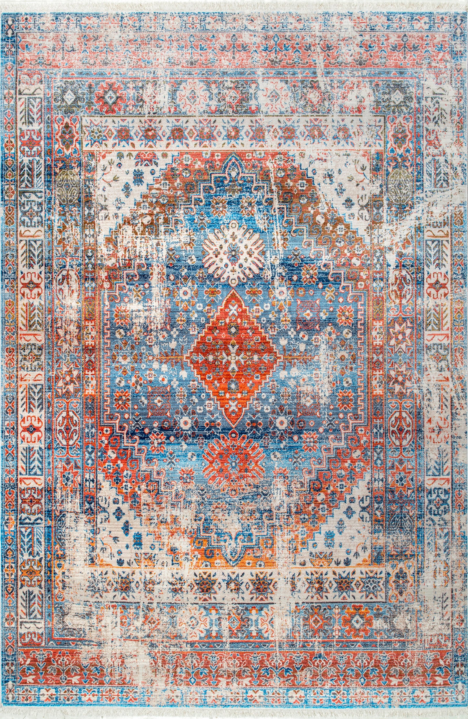 Archer Distressed Medallion Rug | Blue