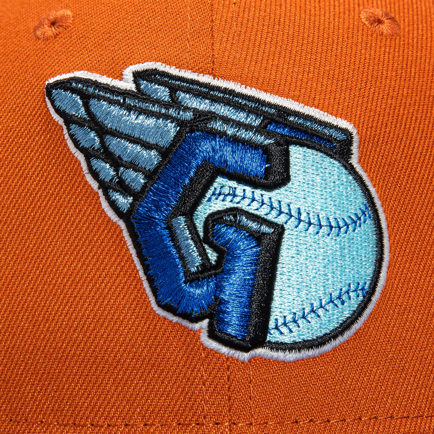 New Era 59Fifty Cleveland Guardians Progressive Field Patch Script Hat - Burnt Orange, Royal