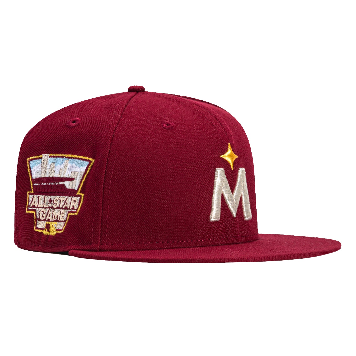 New Era 59Fifty Infinity Minnesota Twins 2014 All Star Game Patch Road Hat - Cardinal, Metallic Silver, Metallic Gold