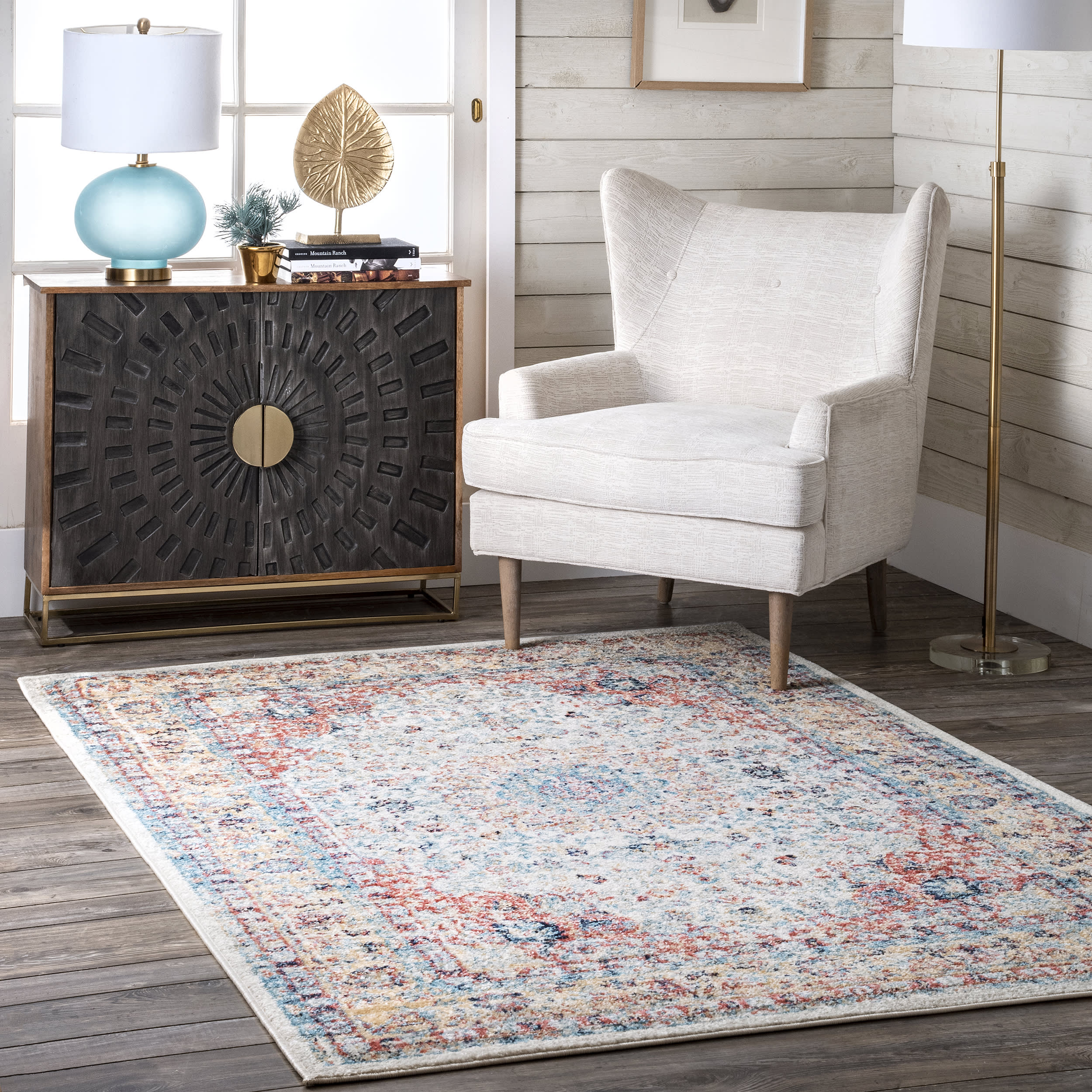 Distressed Persian Rug | Gold