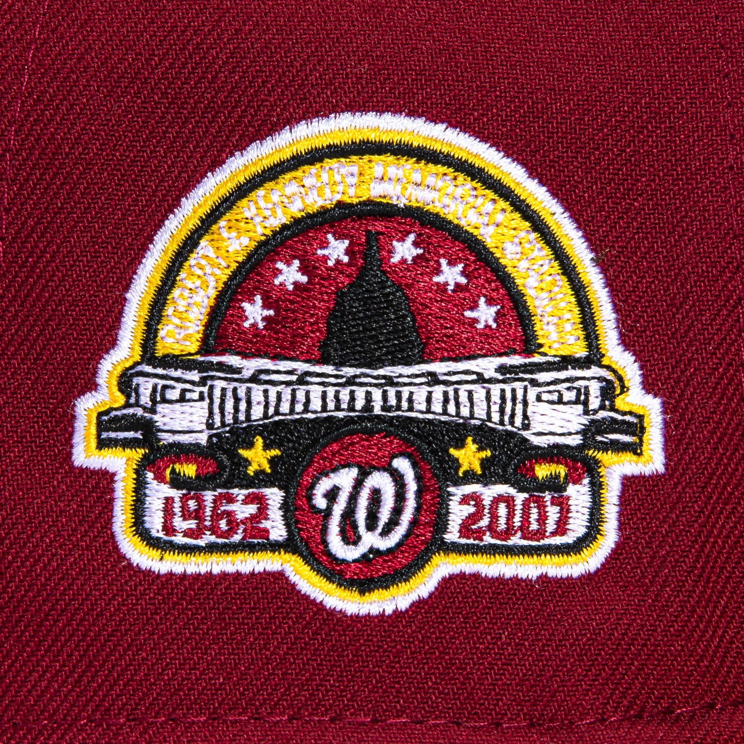 New Era 59Fifty Washington Nationals RFK Stadium Patch DC Hat - Cardinal, Gold