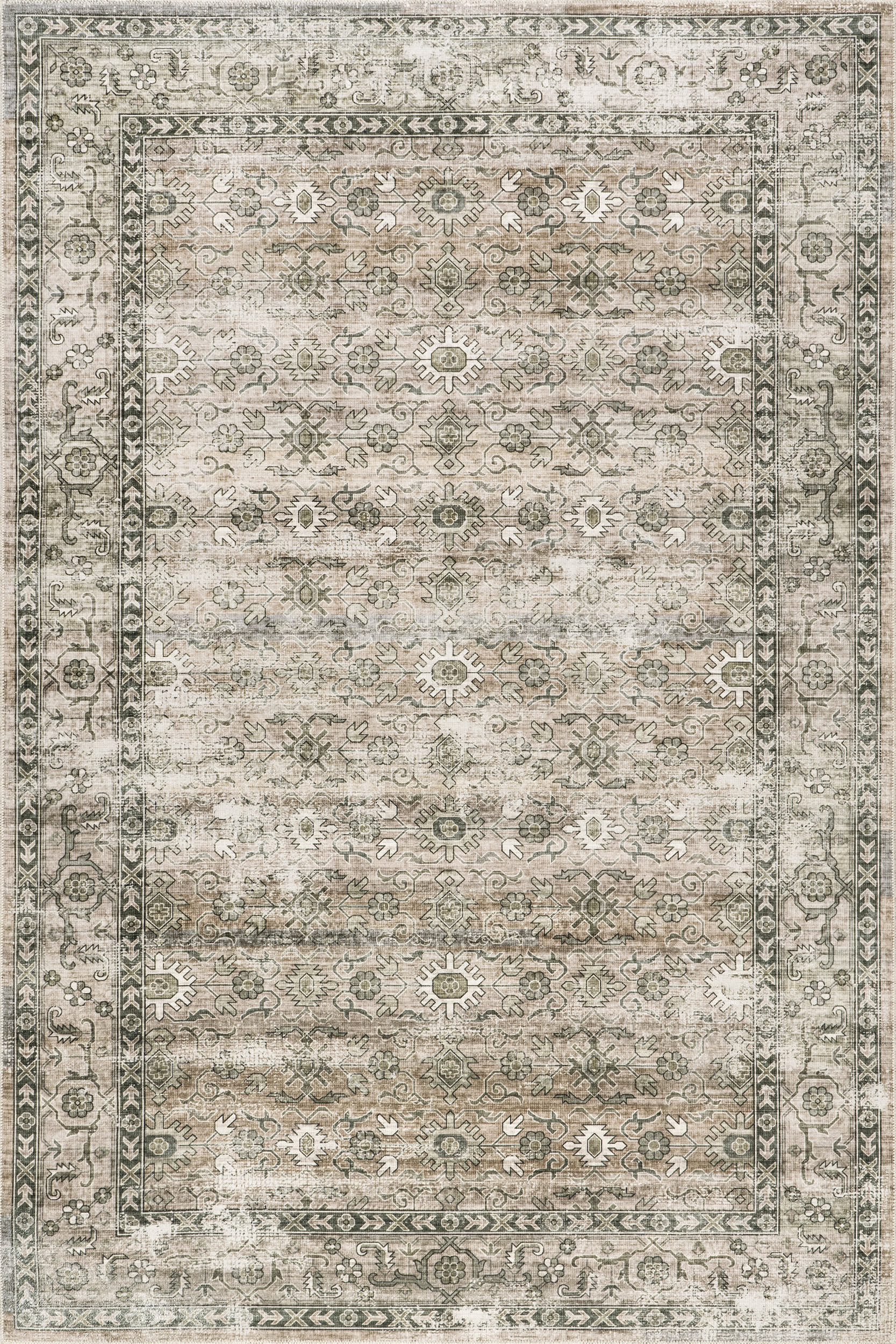 Myrtle Washable Vintage Rug | Sage Green