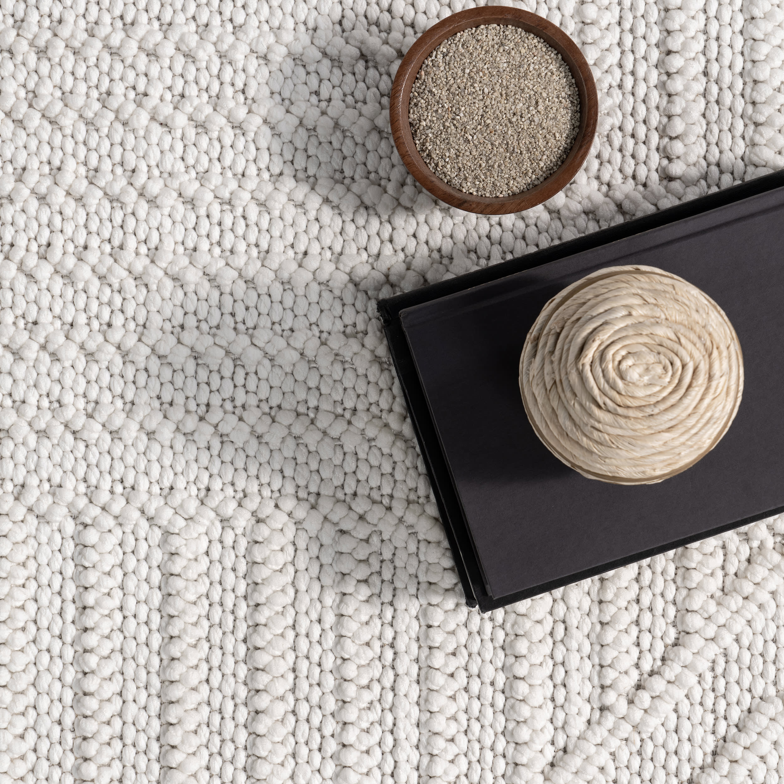 Sisile Zen Garden Tasseled Rug | Off White