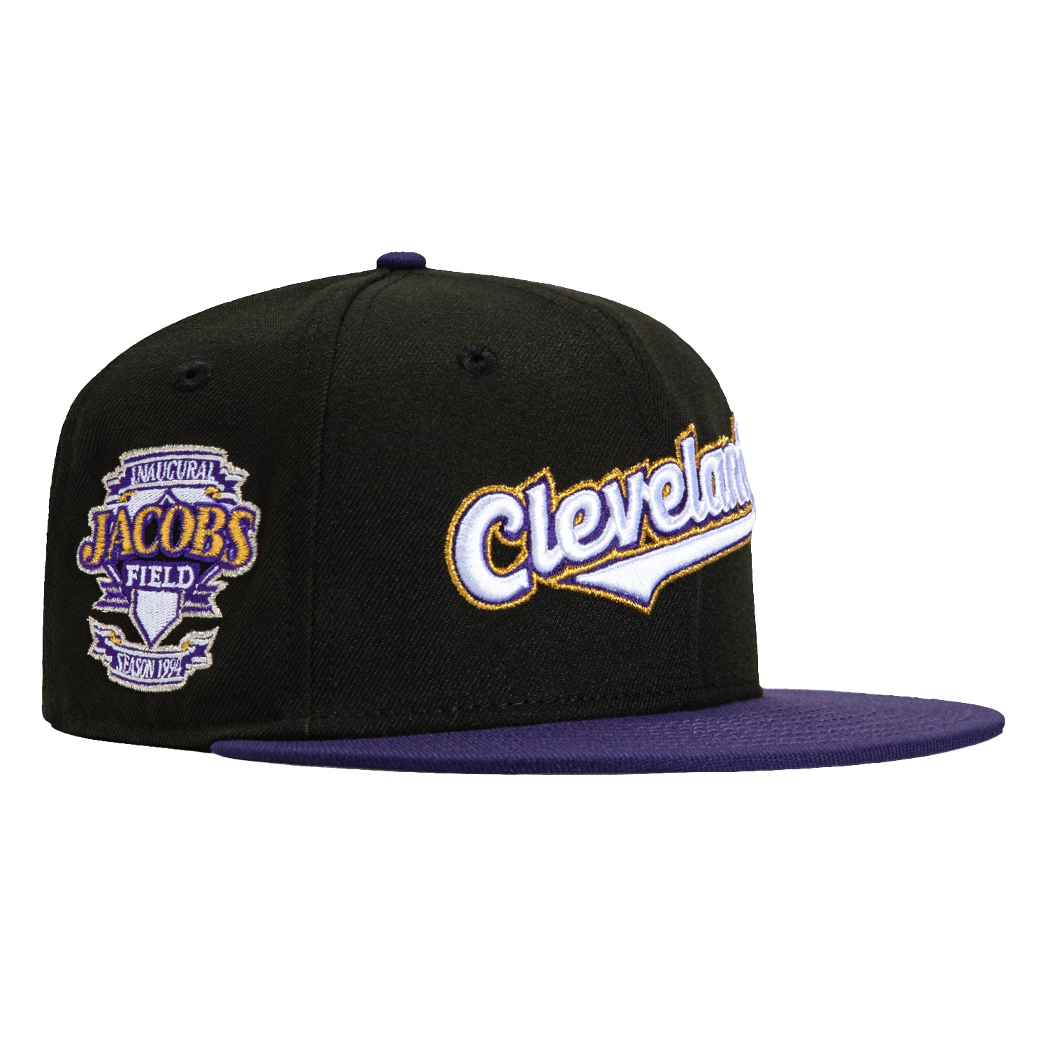 New Era 59Fifty Cleveland Guardians Inaugural Patch Script Hat - Black, Purple