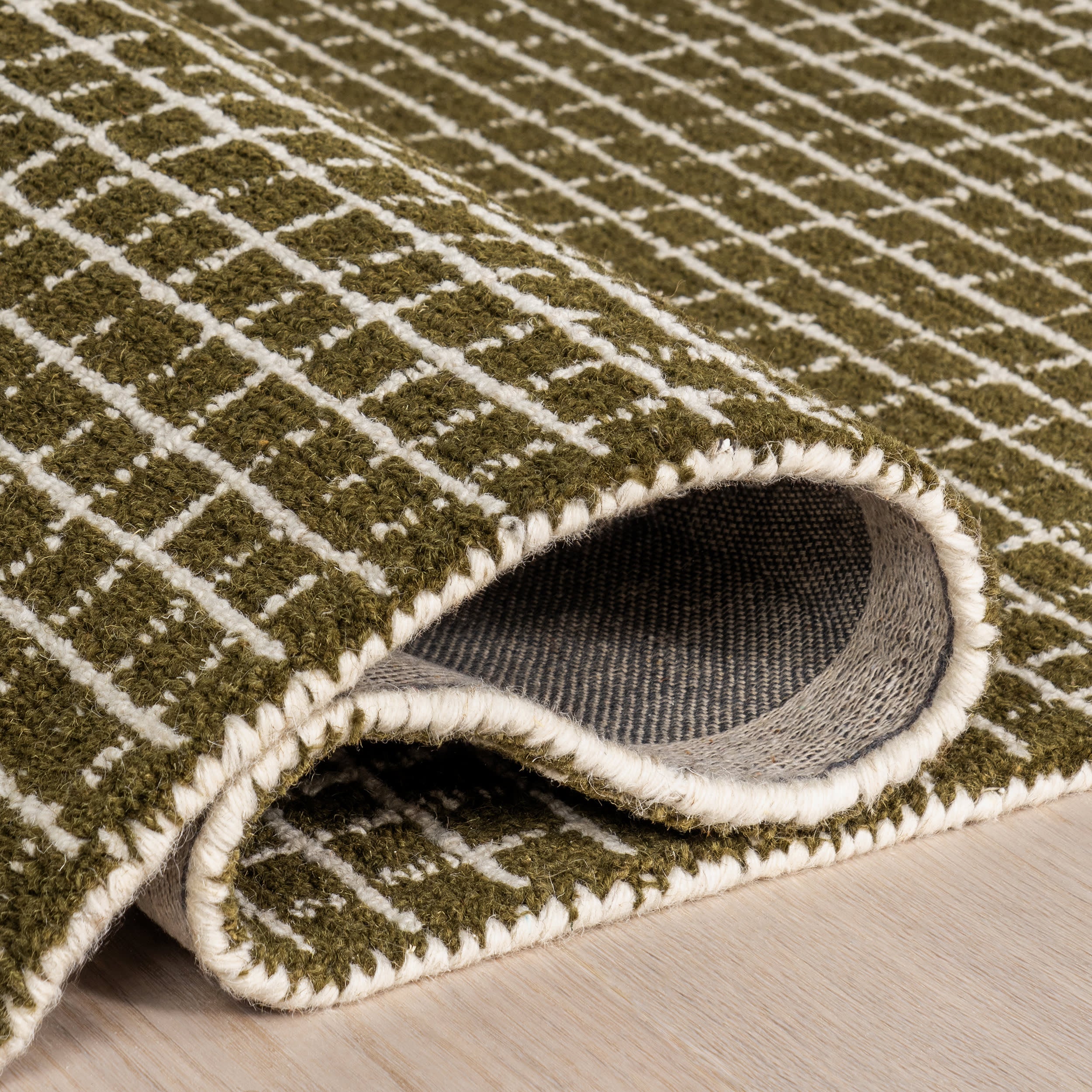 Melrose Checked Rug | Moss