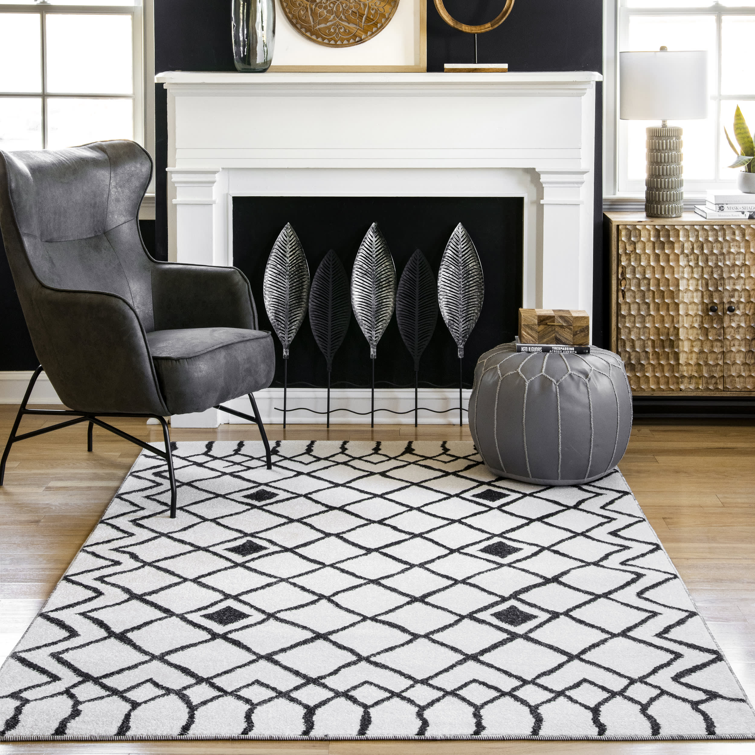 Wavy Diamond Lattice Rug | Grey