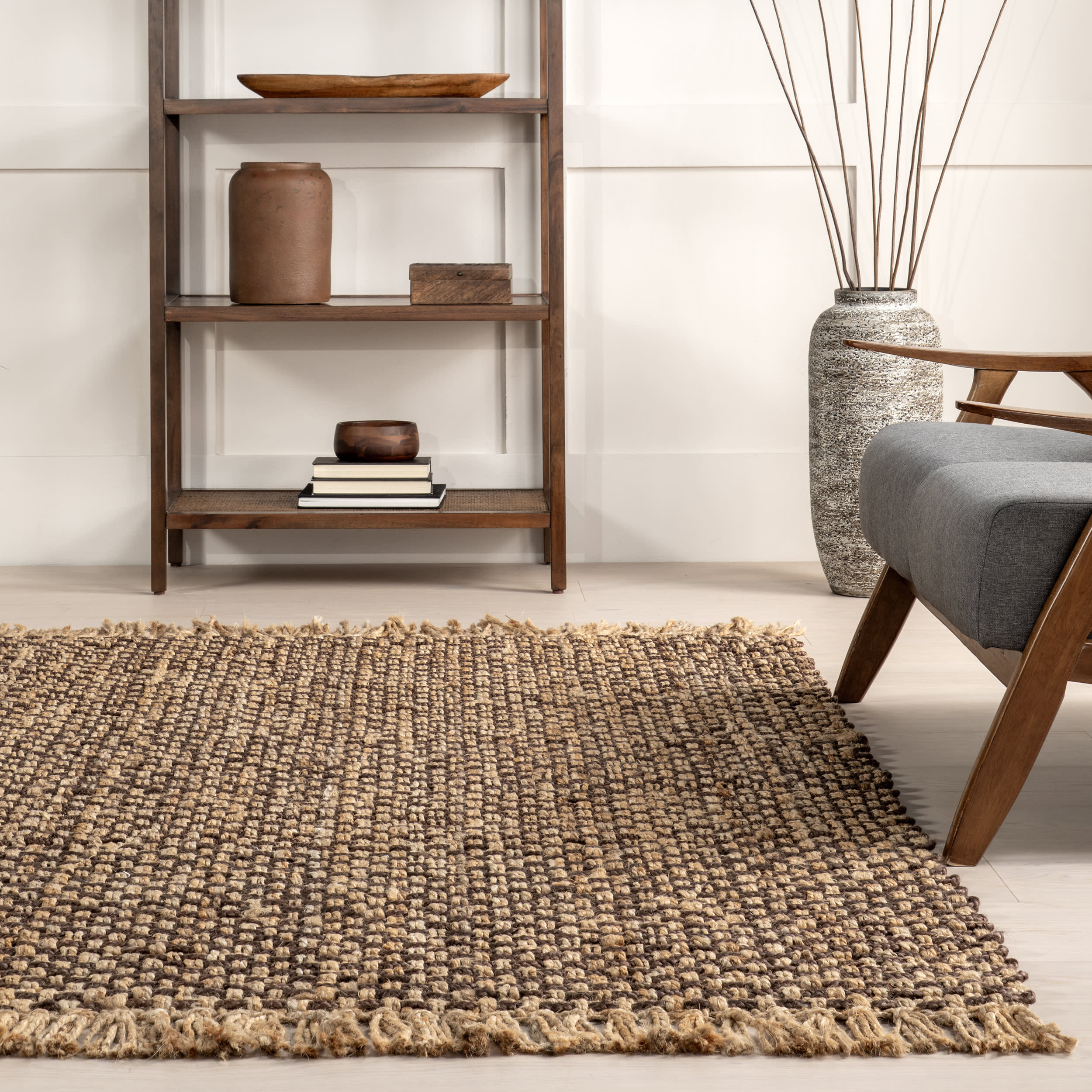 Pilar Jute Solid Tasseled Rug | Natural