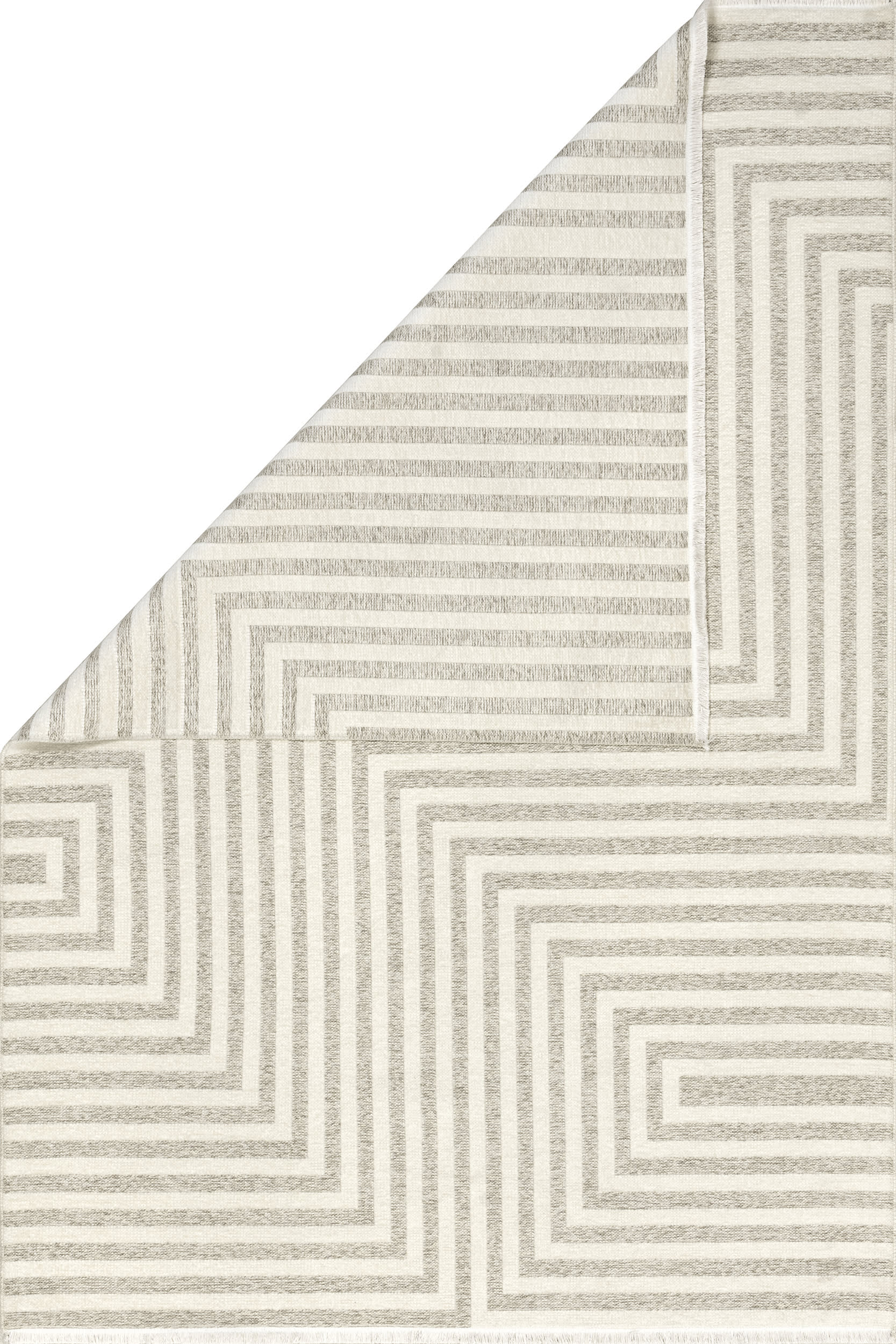 Nicolai Graphic Fringed Reversible Washable Rug | Cream