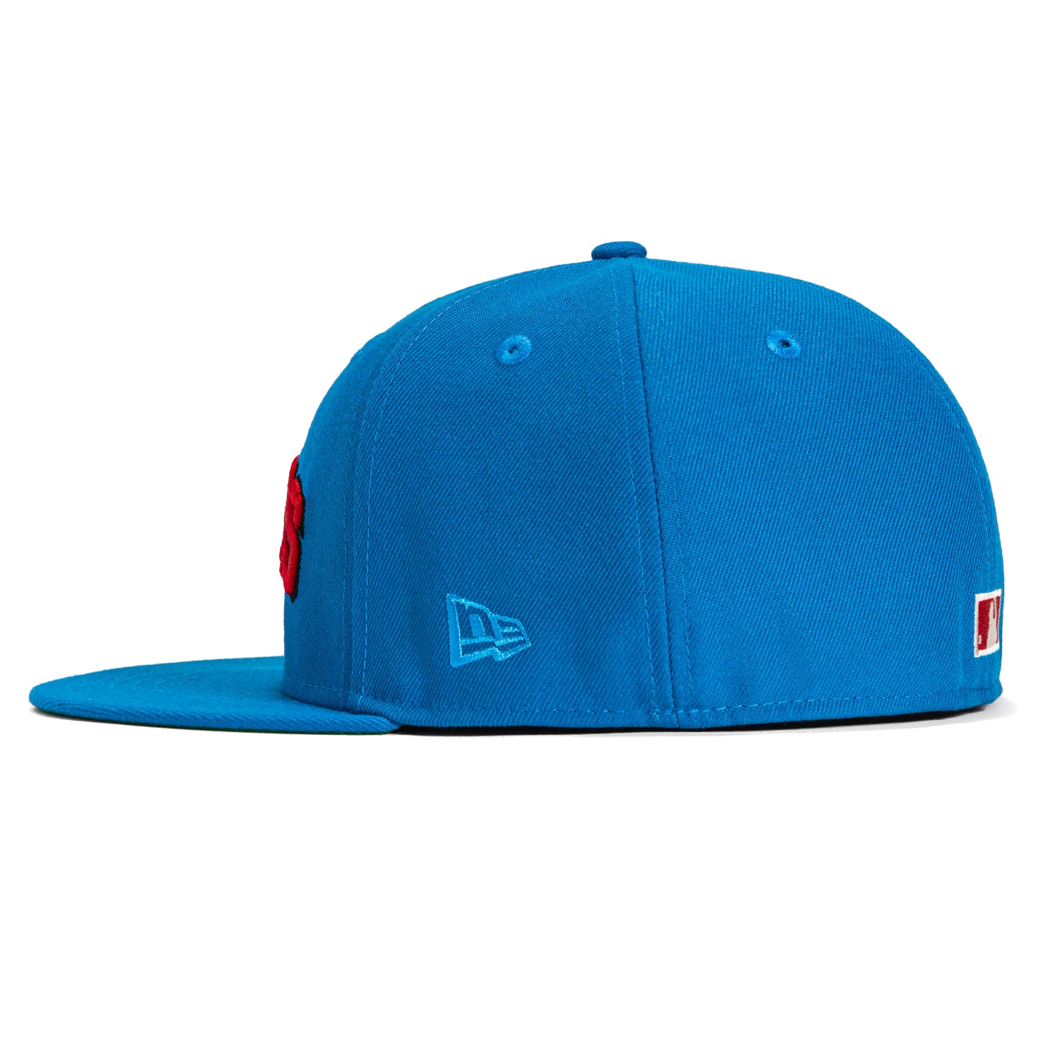 New Era 59Fifty Texas Rangers Logo Patch Word Hat - Light Blue, Red