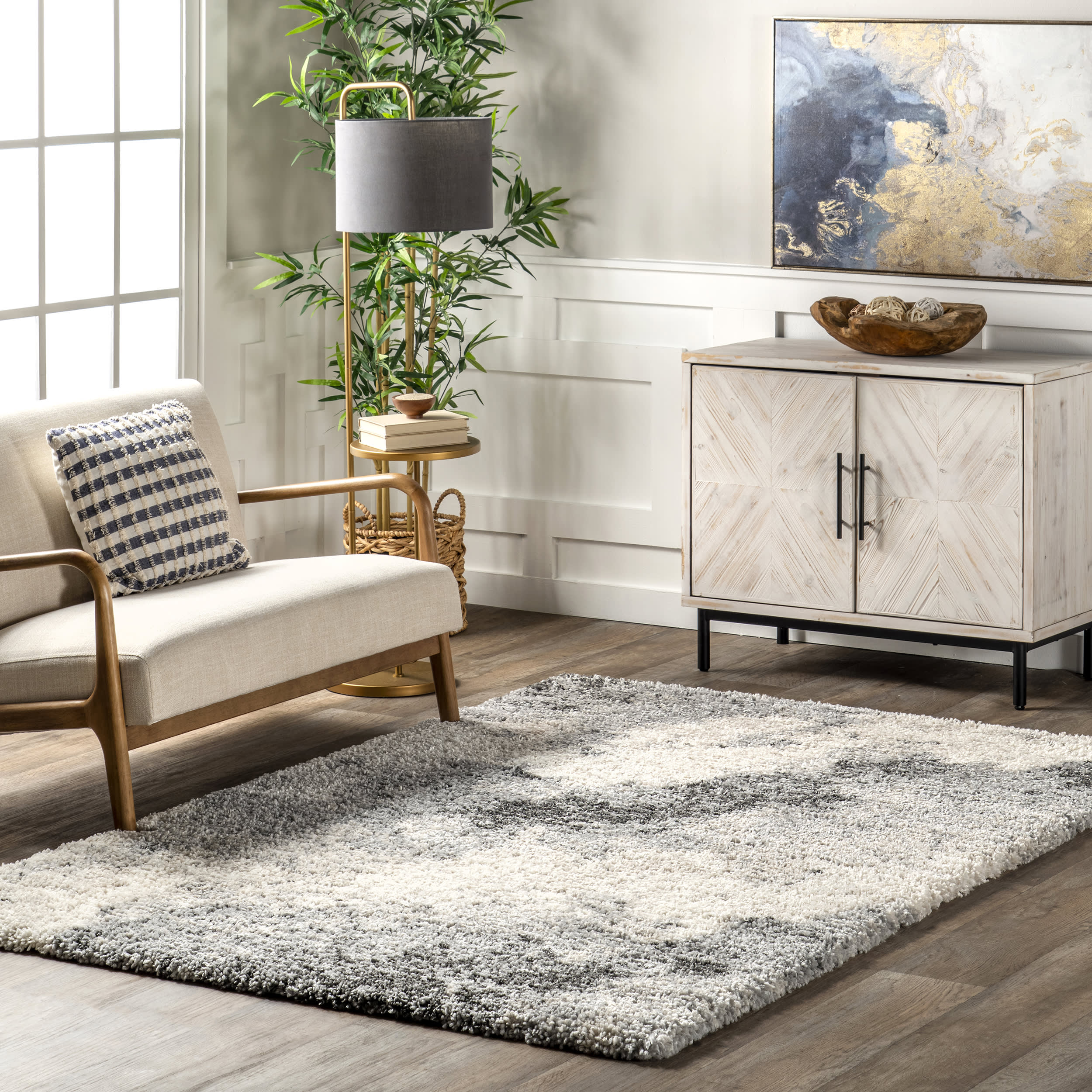 Waverly Abstract Ombre Rug | Light Grey