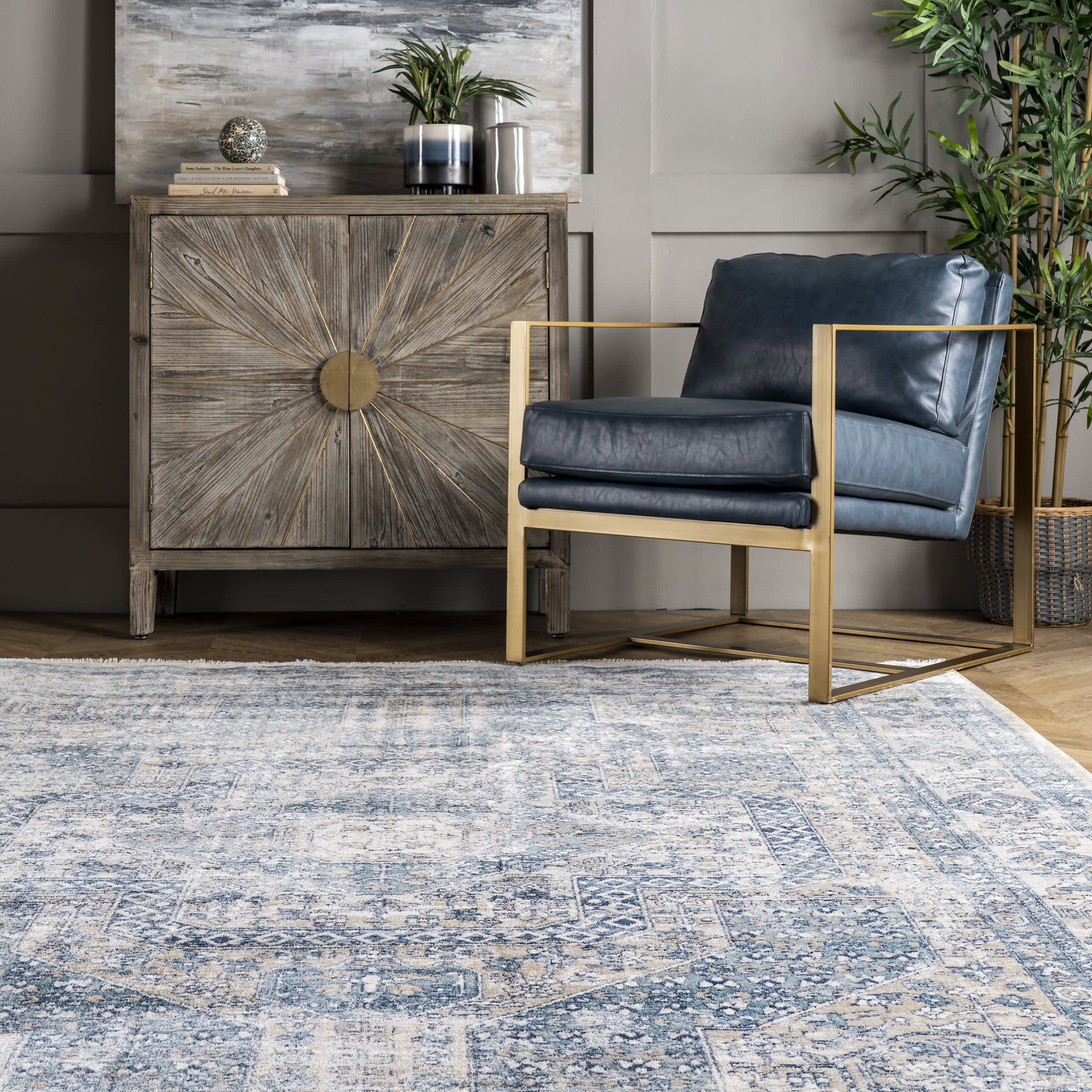 Distressed Medallion Rug | Blue