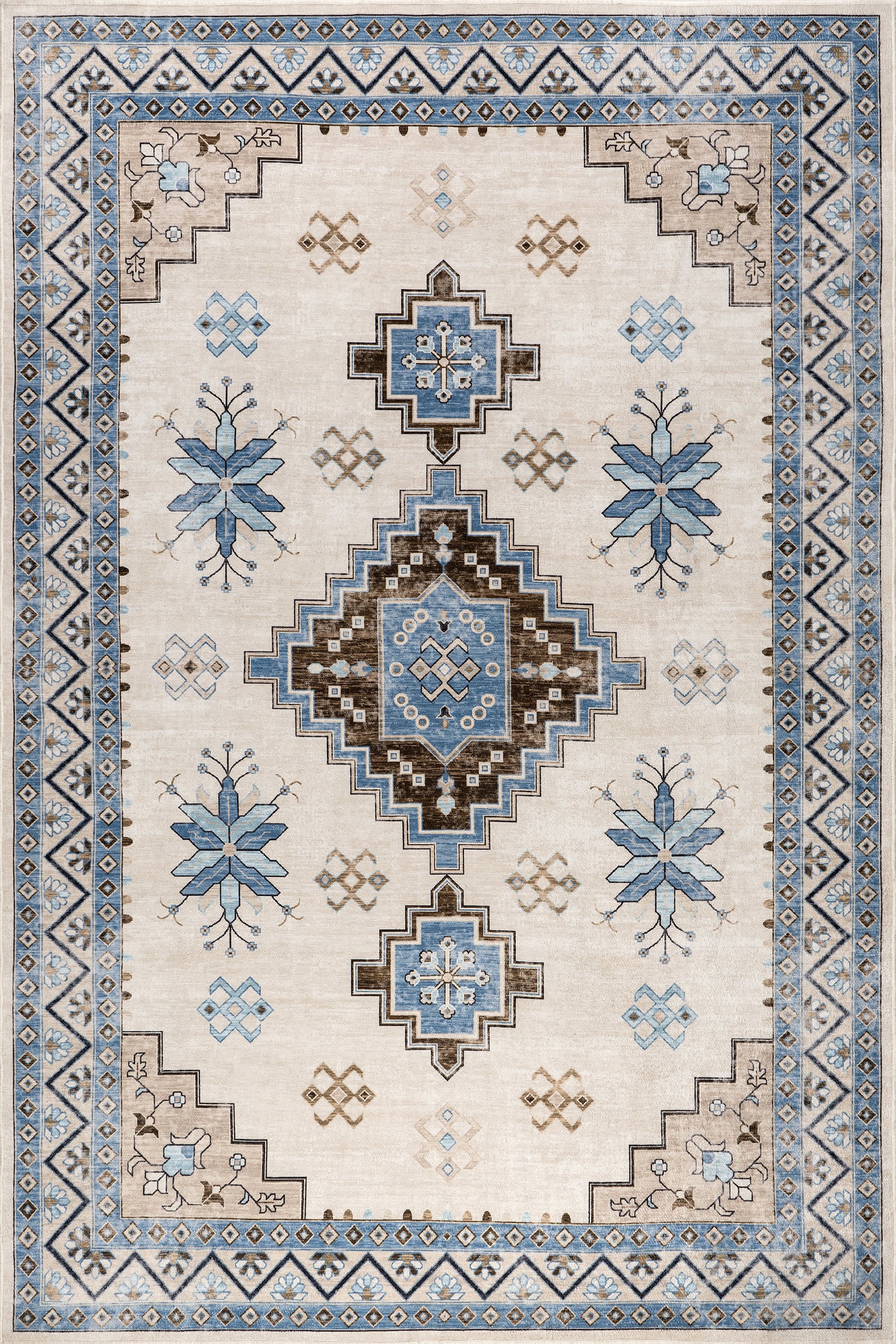 Clovebud Medallion Washable Rug | Blue