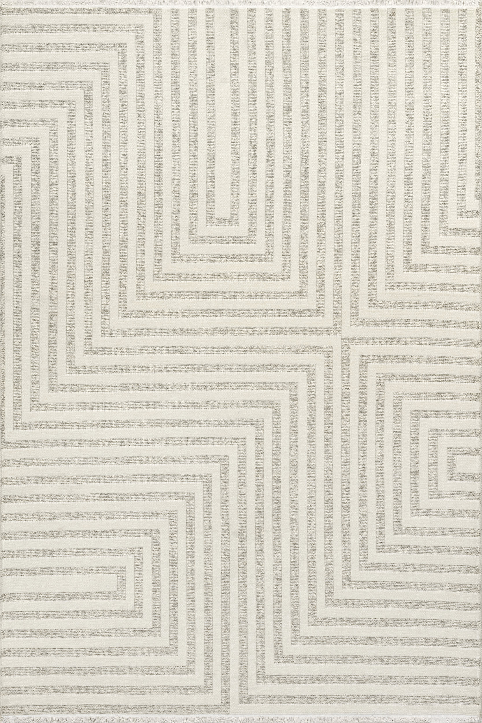 Nicolai Graphic Fringed Reversible Washable Rug | Cream