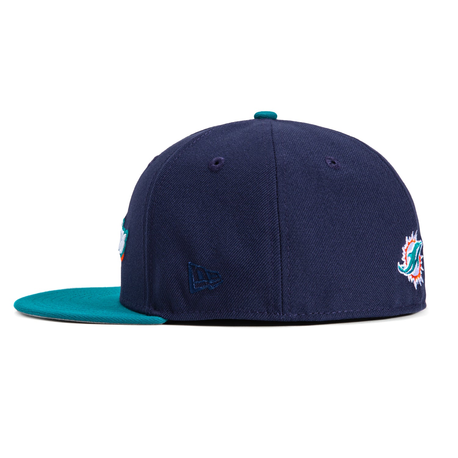 New Era 59Fifty Miami Dolphins 25th Anniversary Patch Word Hat - Navy, Teal