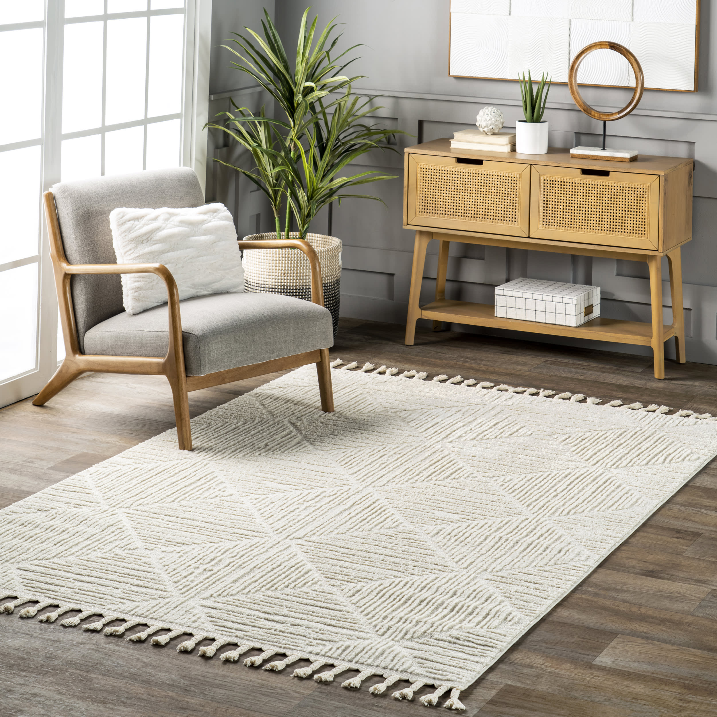 Shafali Tiled Trellis Rug | Cream