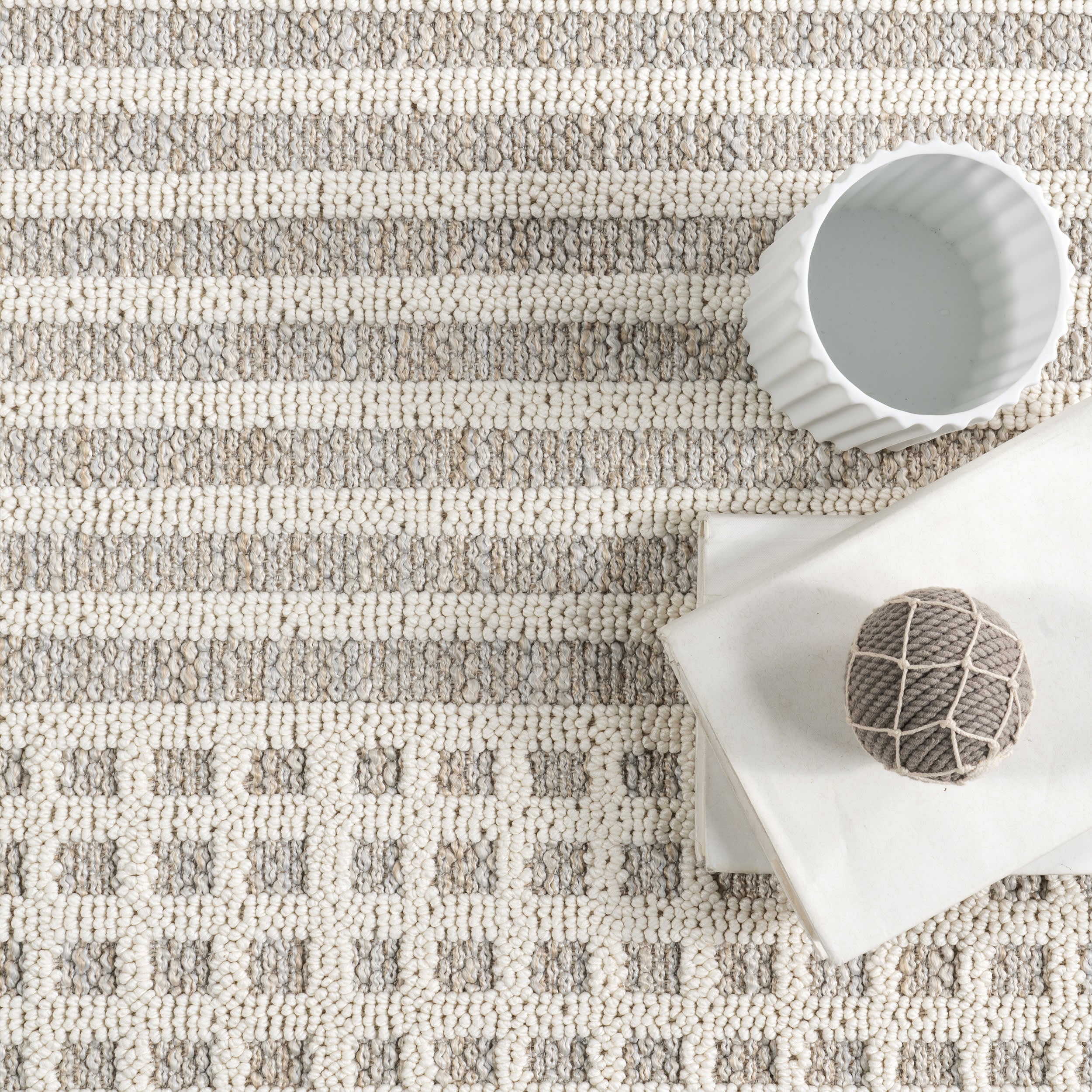 Fredrika Geometric Washable Rug | Light Grey