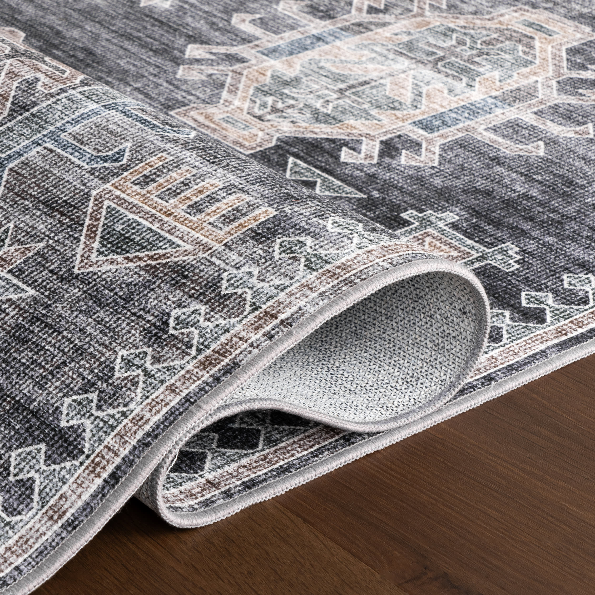 Araya Spill Proof Washable Rug | Charcoal