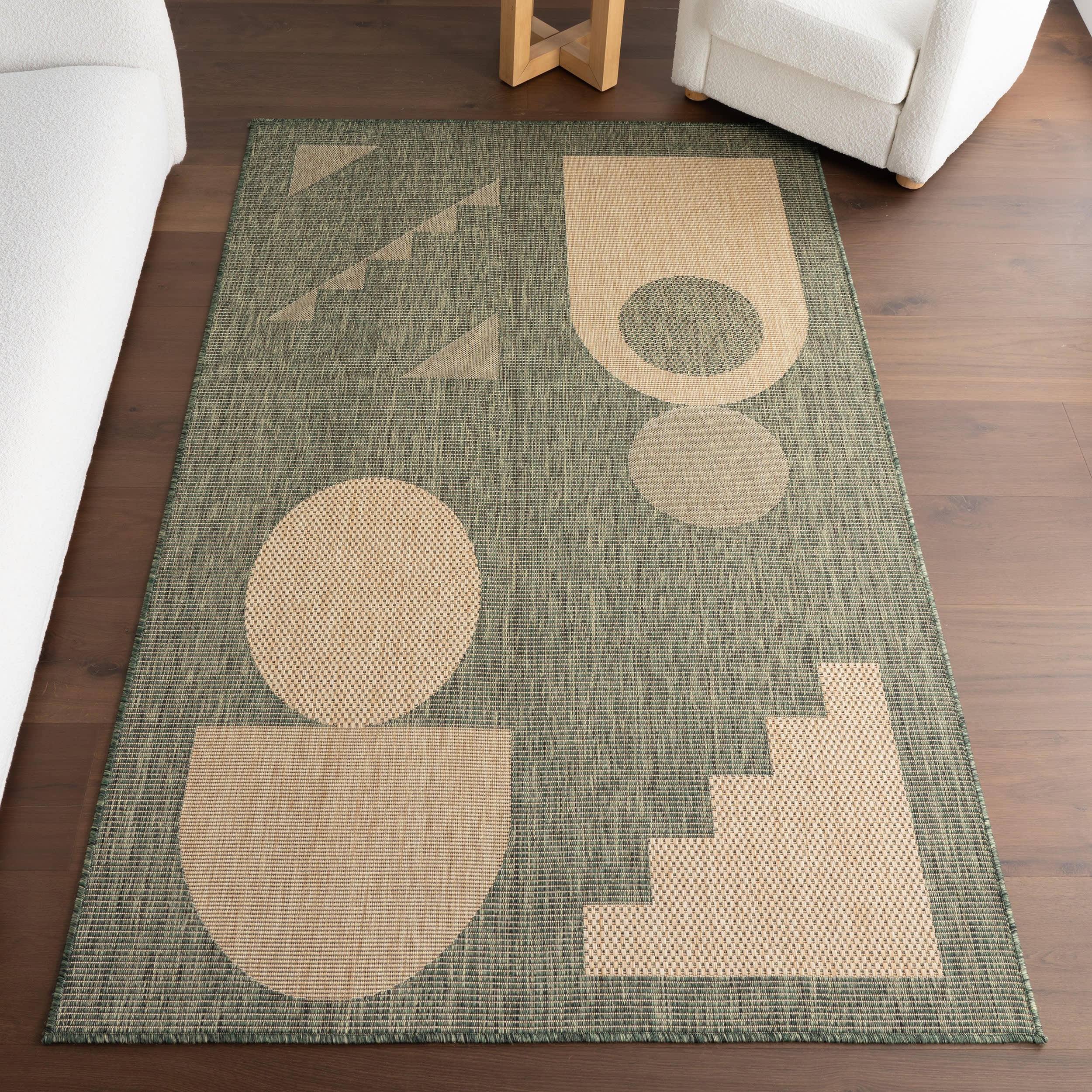 Aila Abstract Geometric Indoor/Outdoor Rug | Green