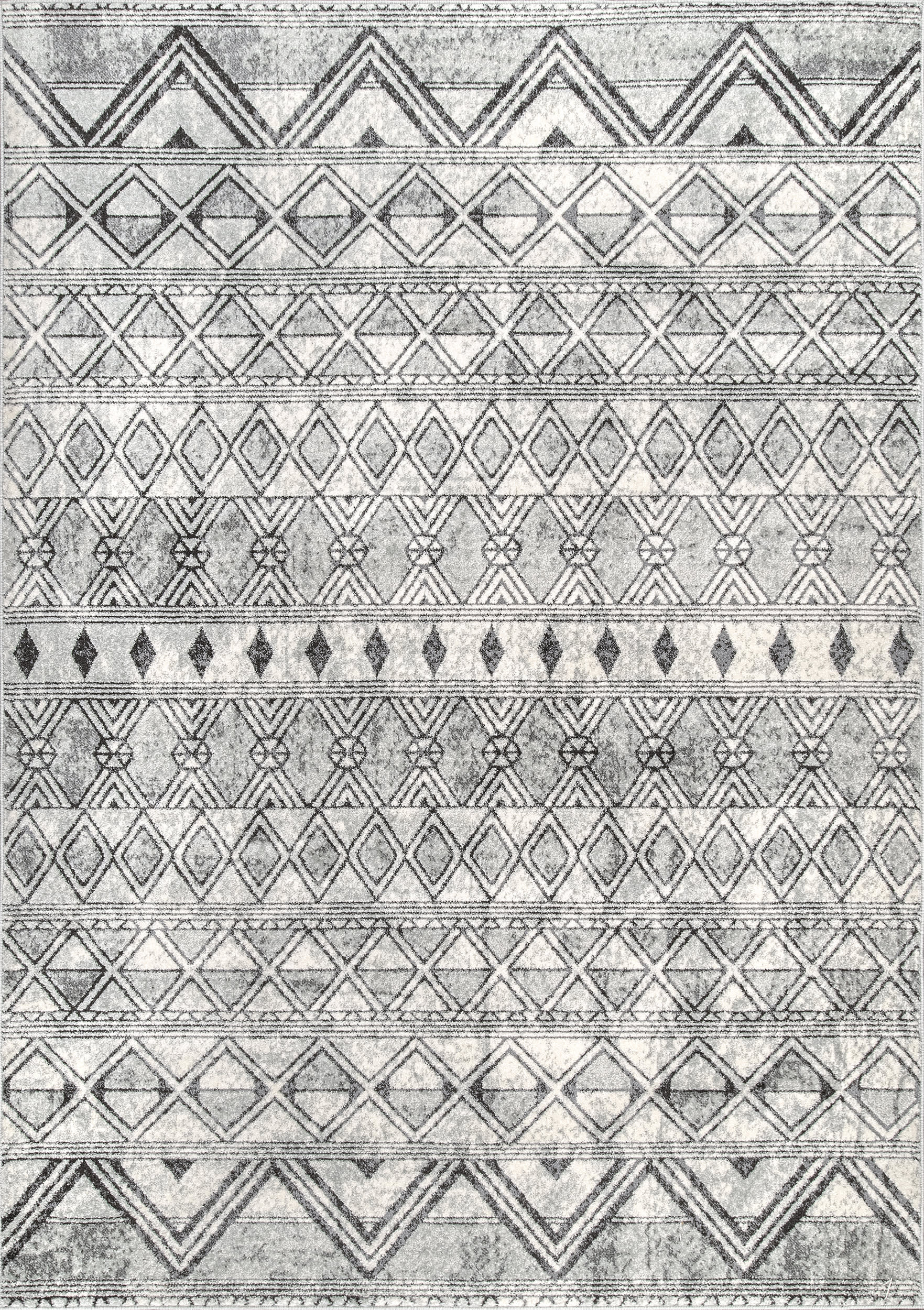 Banded Tribal Rug | Grey