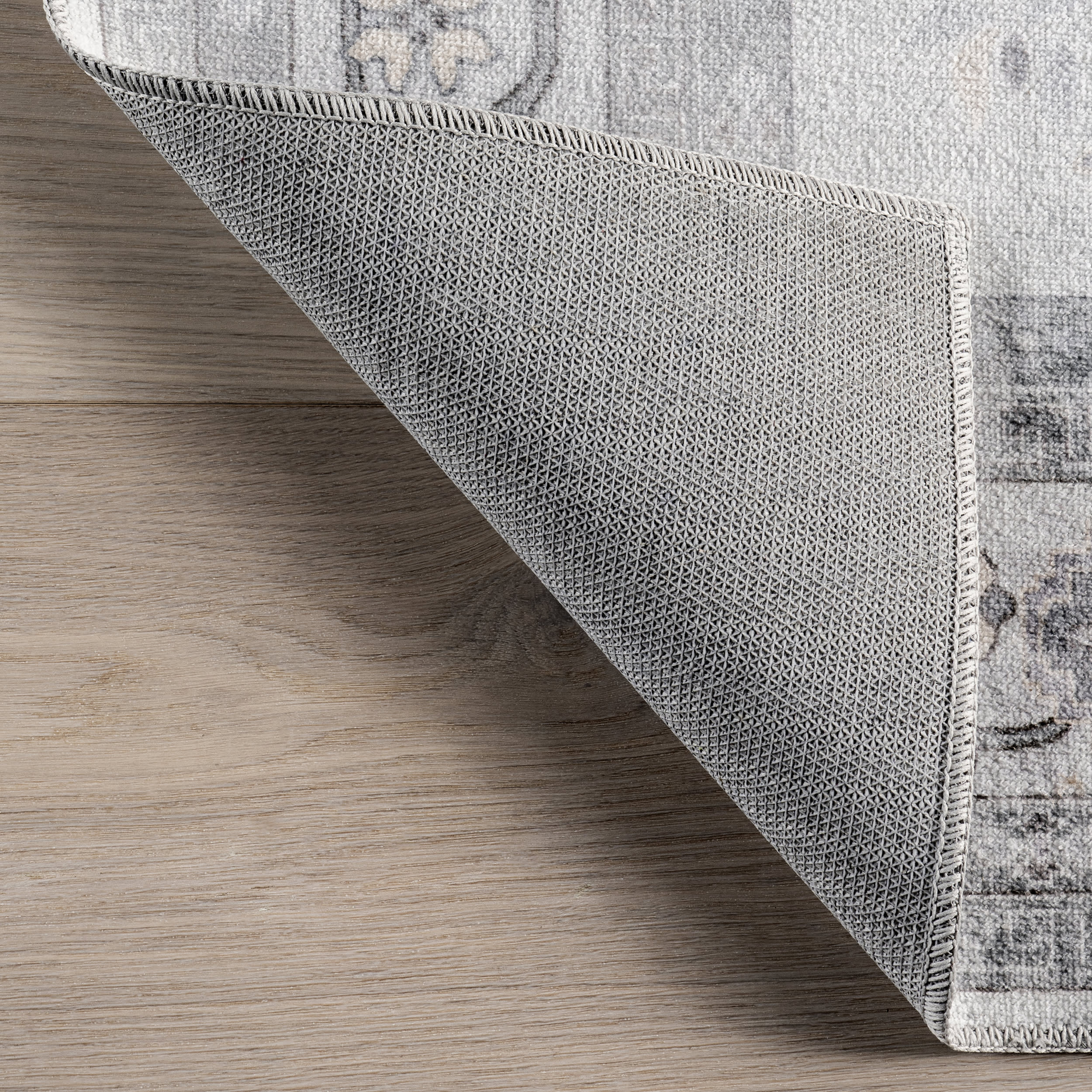 Dayflower Vintage Washable Rug | Light Grey