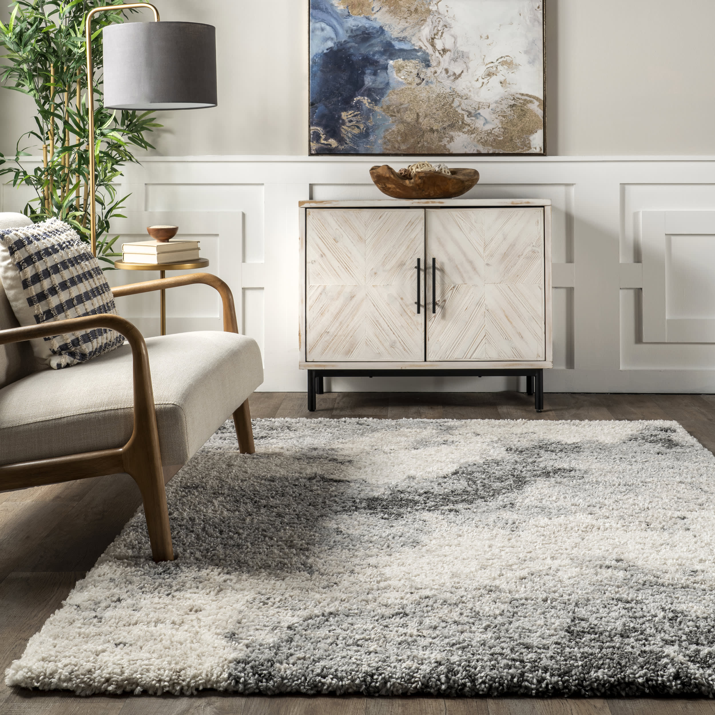 Waverly Abstract Ombre Rug | Light Grey