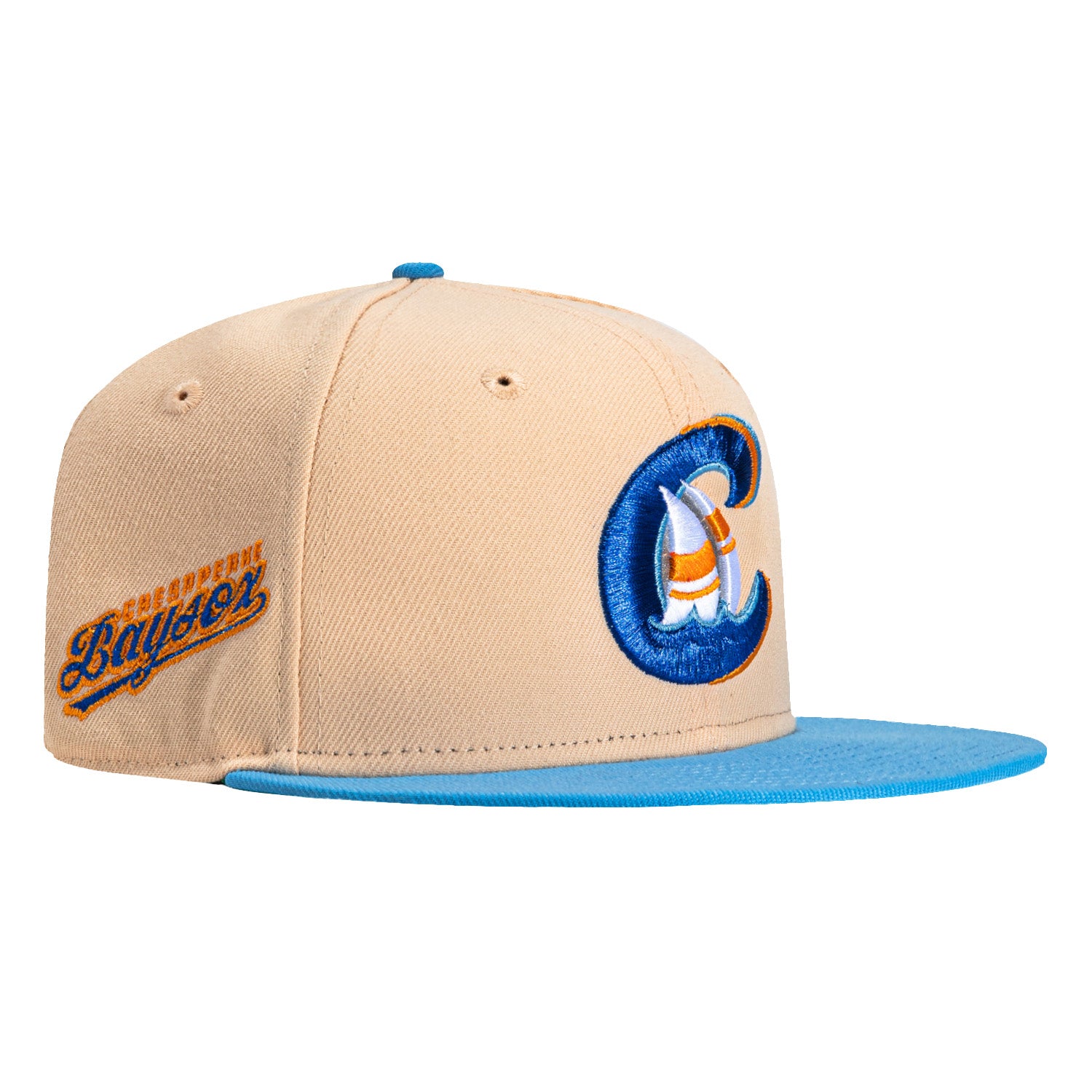 New Era 59Fifty Bowie Baysox Chesapeake Baysox Patch Hat - Peach, Light Blue