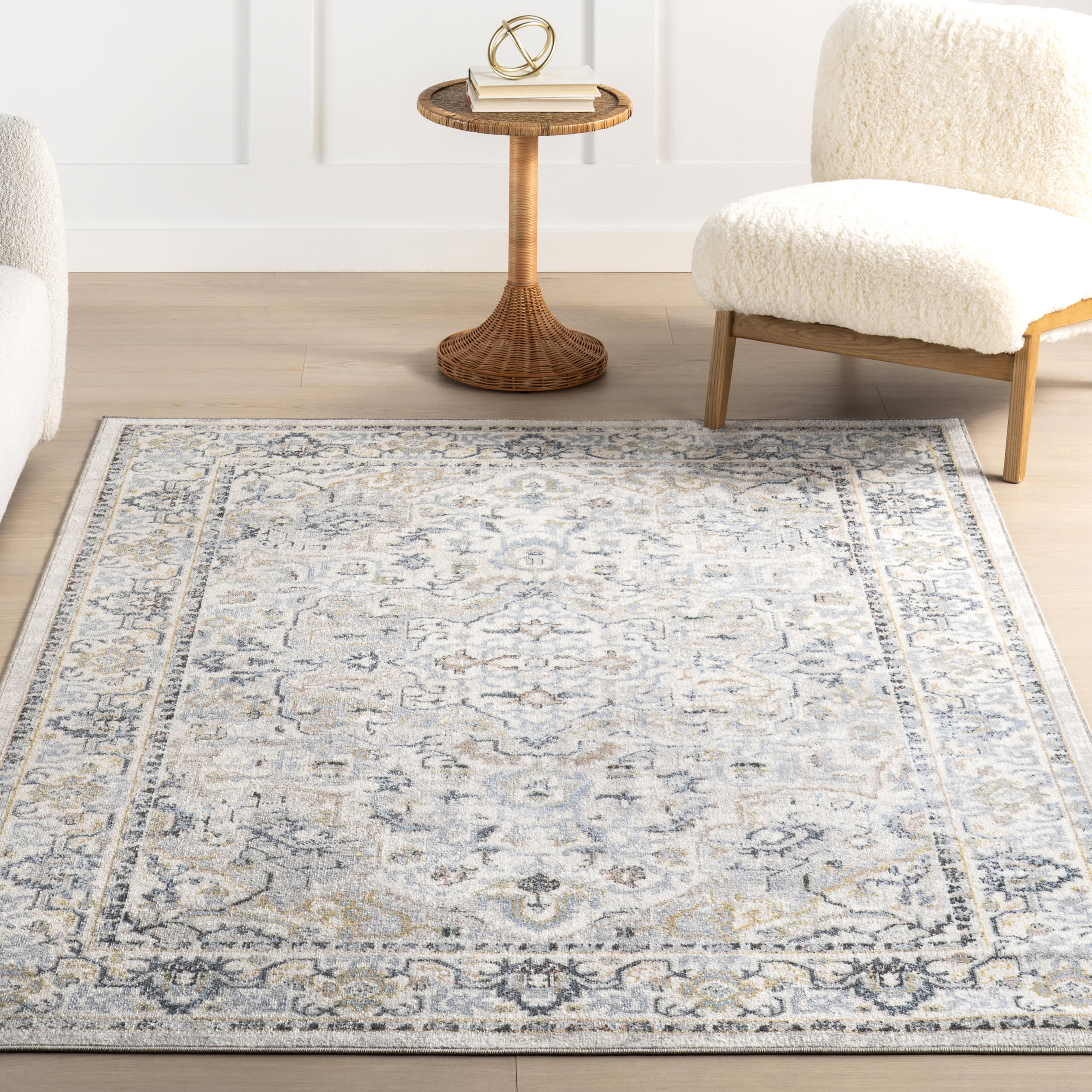 Lianna Washable Vines Rug | Blue