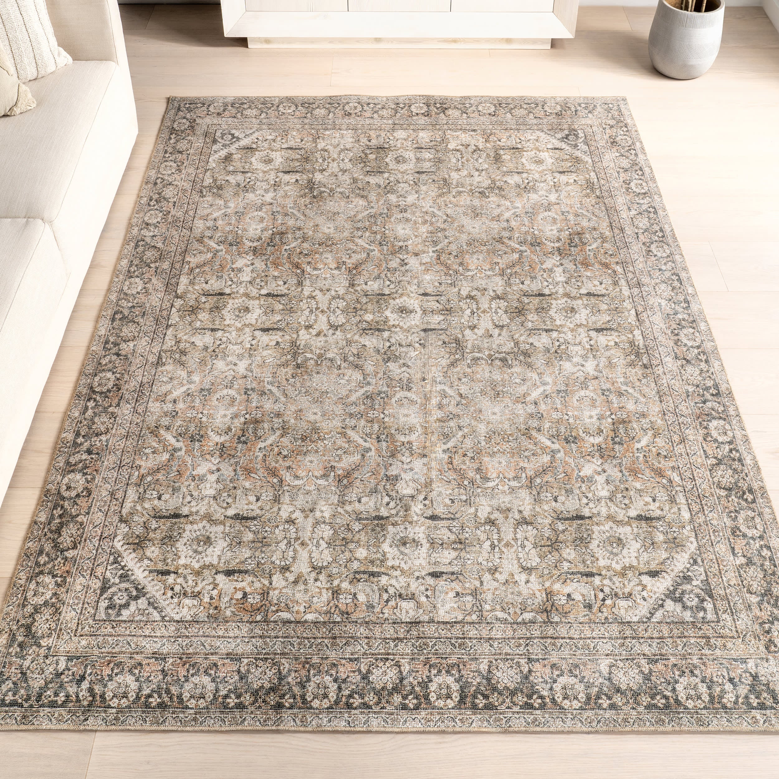 Frenchtown Antiqued Jute-Blend Rug | Dark Beige