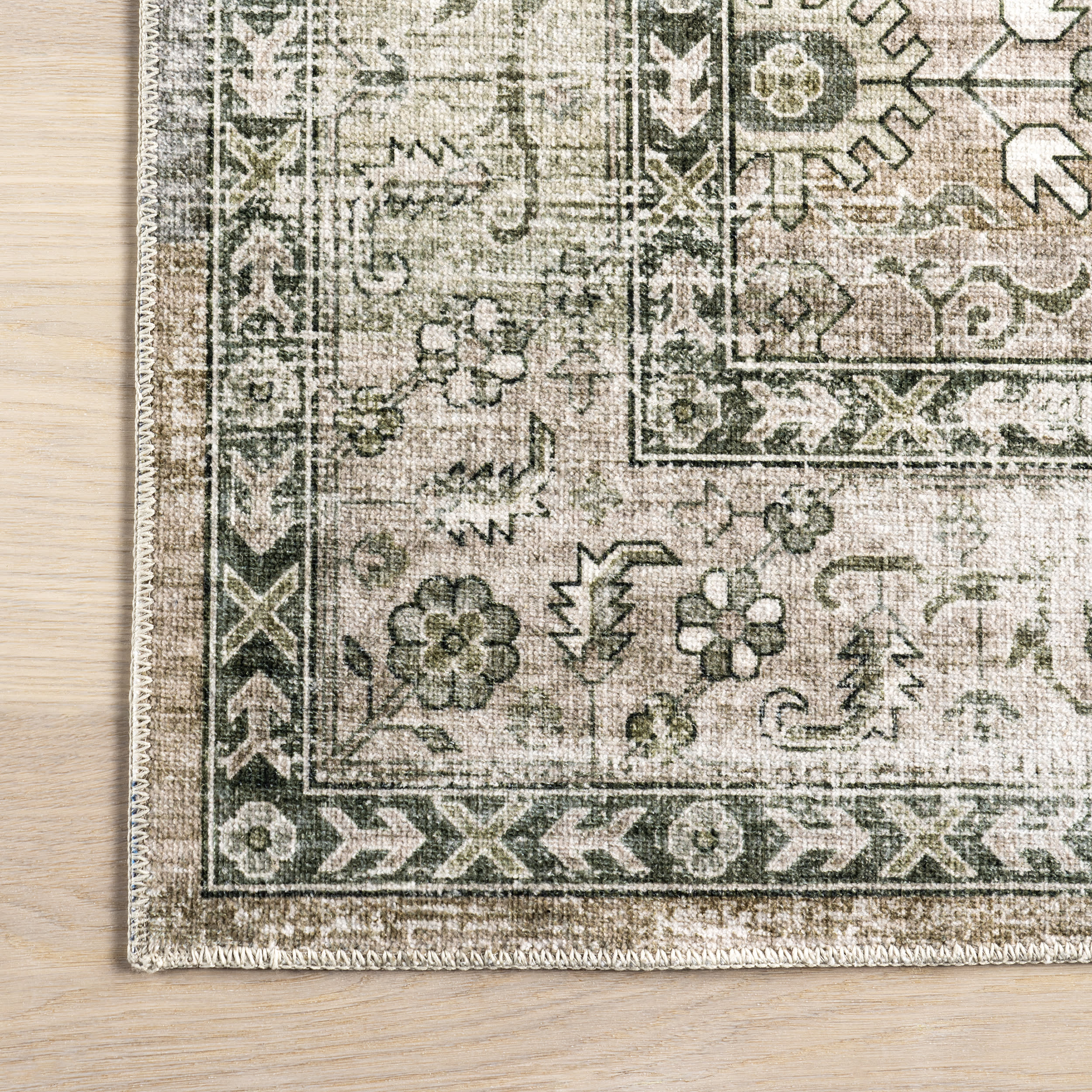 Myrtle Washable Vintage Rug | Sage Green