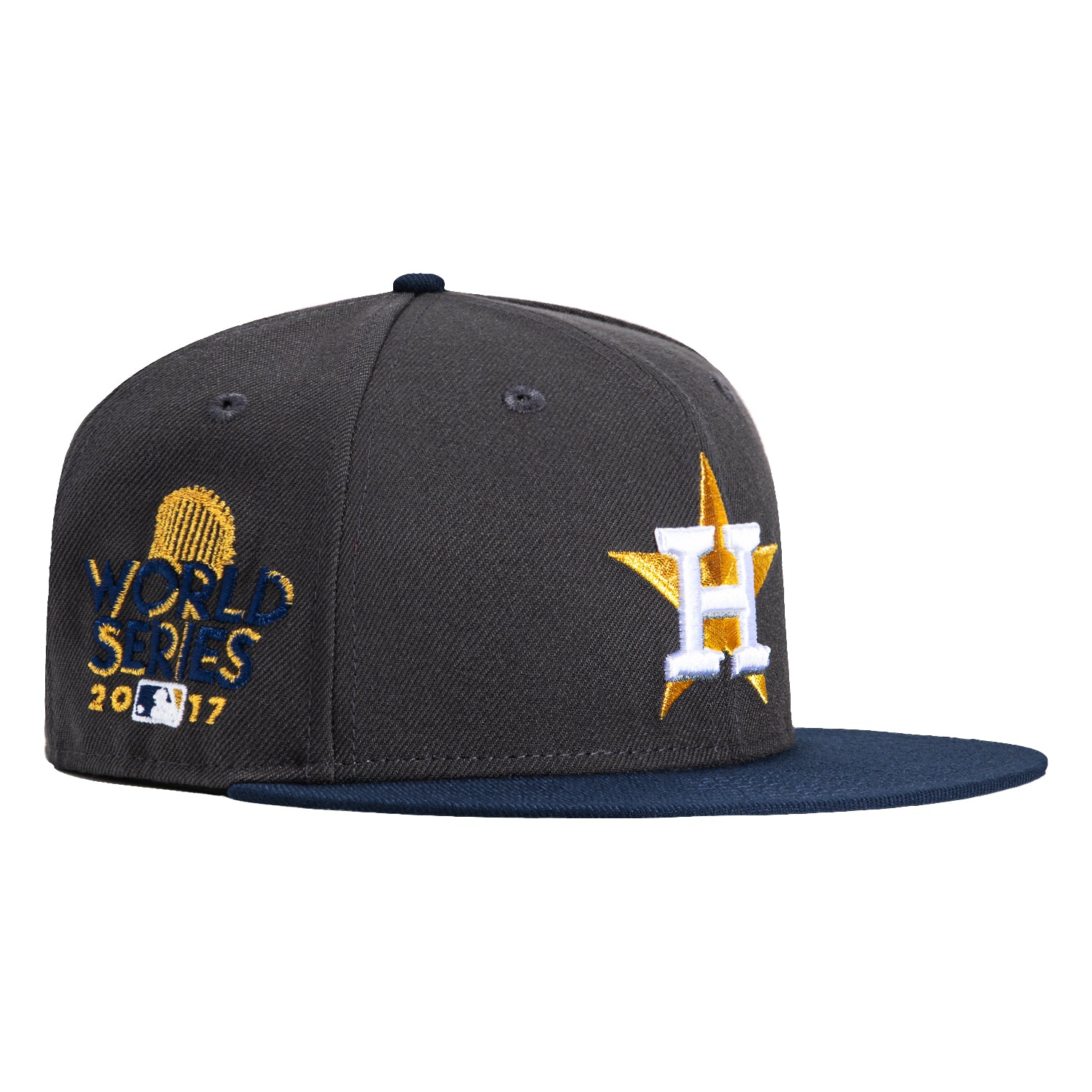 New Era 59Fifty Houston Astros 2017 World Series Champions Patch Hat - Graphite, Navy, Metallic Gold