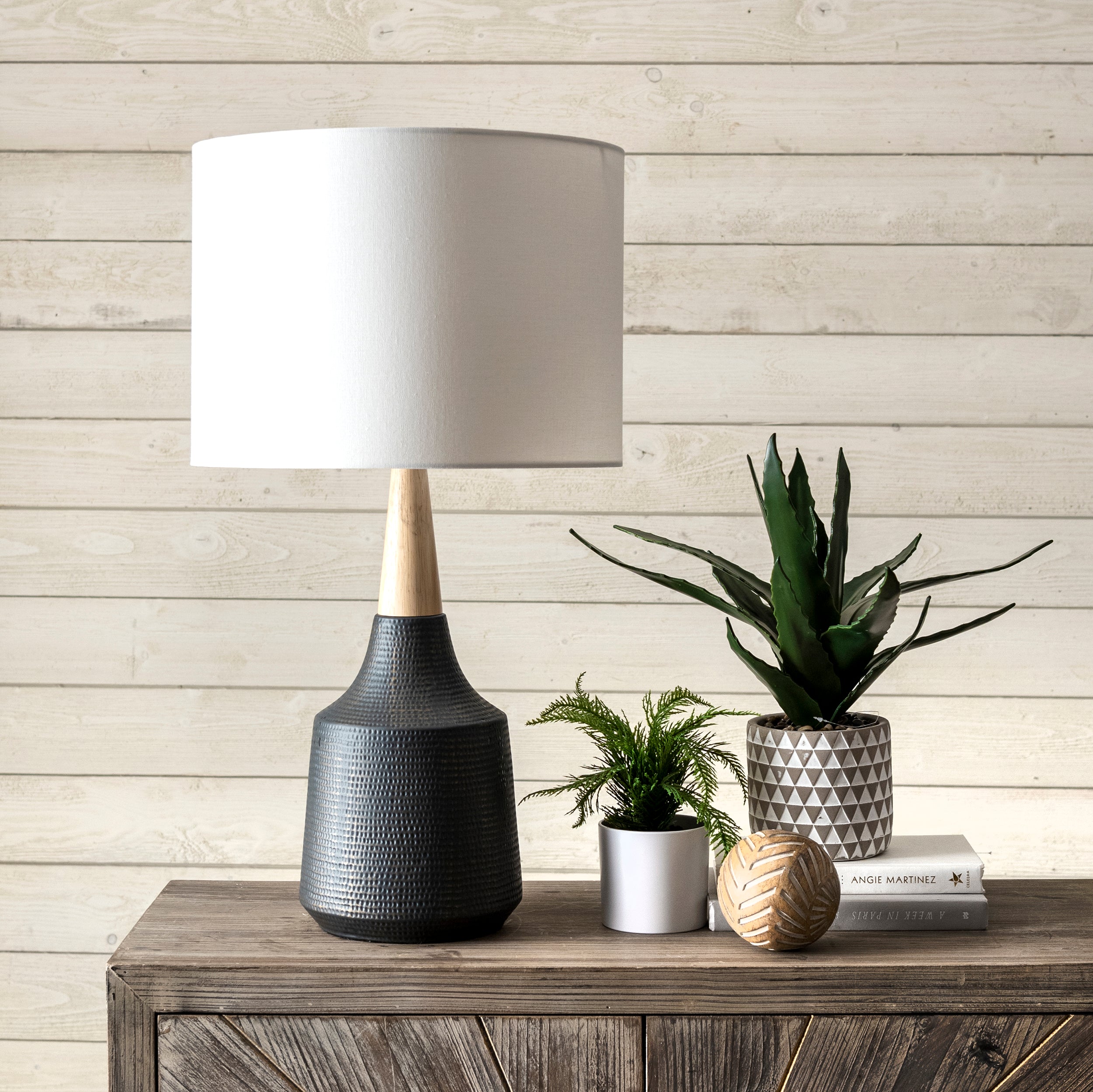 28-inch Jenna Ceramic Table Lamp | Black