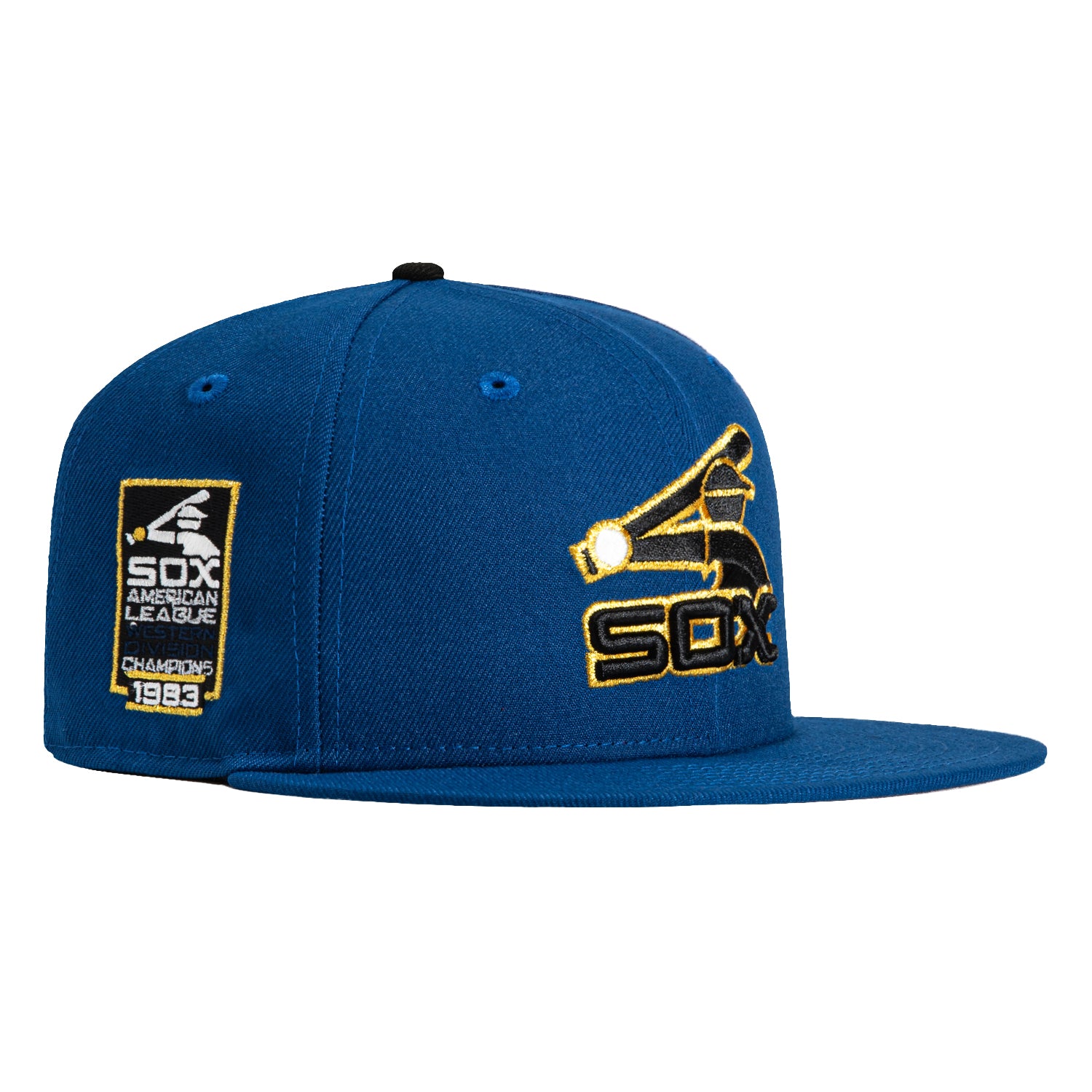 New Era 59Fifty Chicago White Sox American League Patch Hat - Royal, Black, Metallic Gold