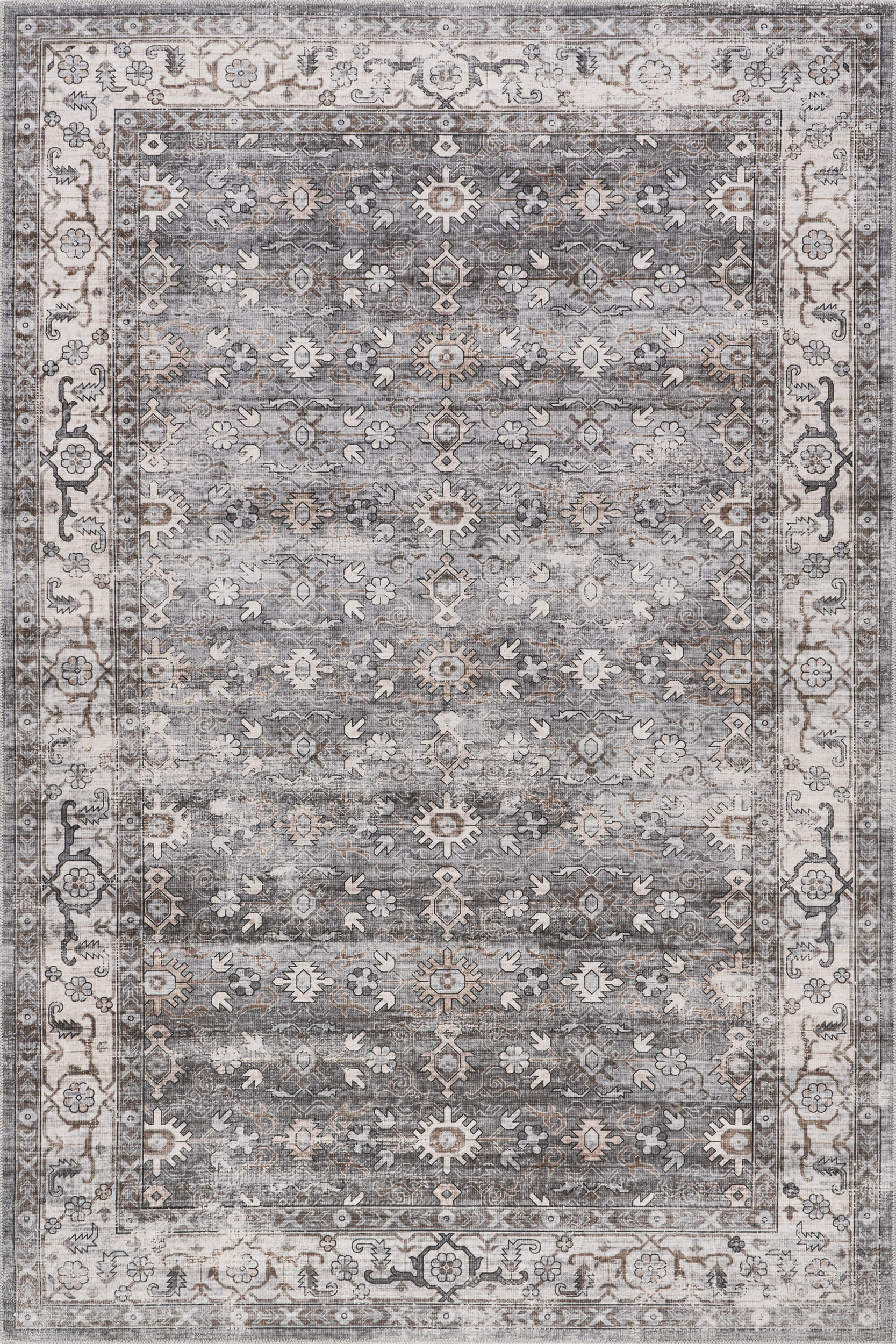 Myrtle Washable Vintage Rug | Grey