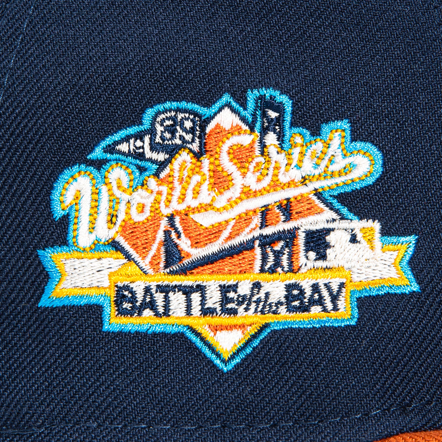 New Era 59Fifty Oakland Athletics Battle of the Bay Patch Script Hat - Navy, Burnt Orange, Gold