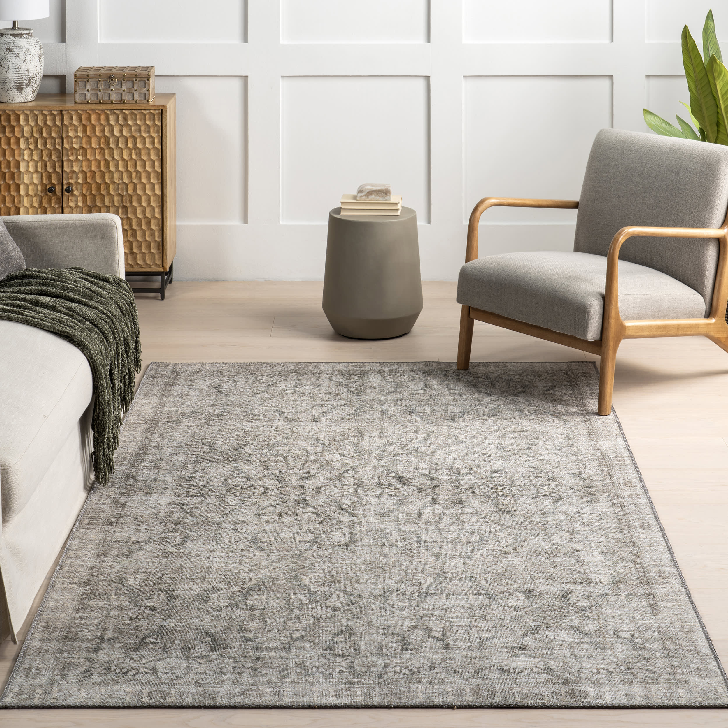 Fair Hills Antiqued Jute-Blend Rug | Grey