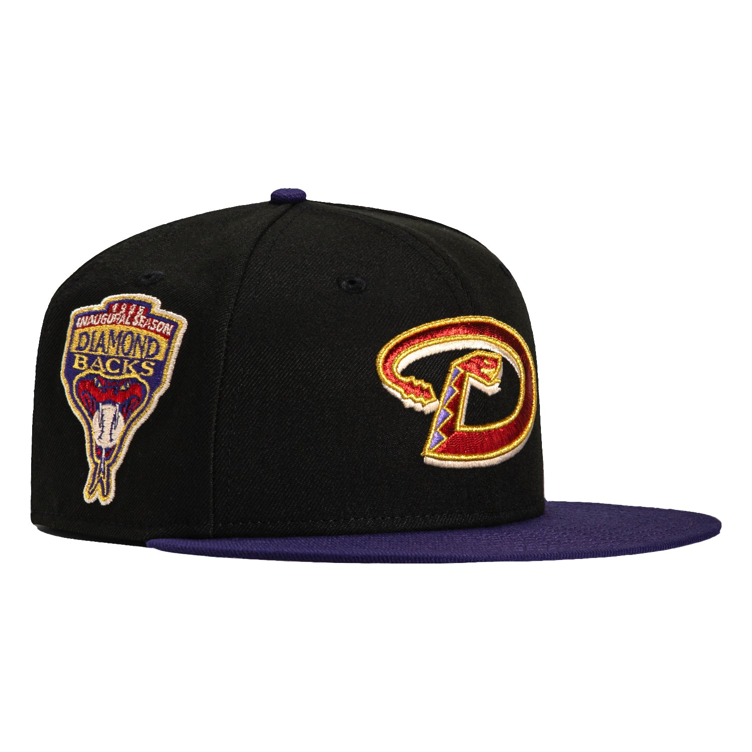 New Era 59Fifty Arizona Diamondbacks Inaugural Patch D Hat - Black, Purple, Sedona Red, Metallic Gold