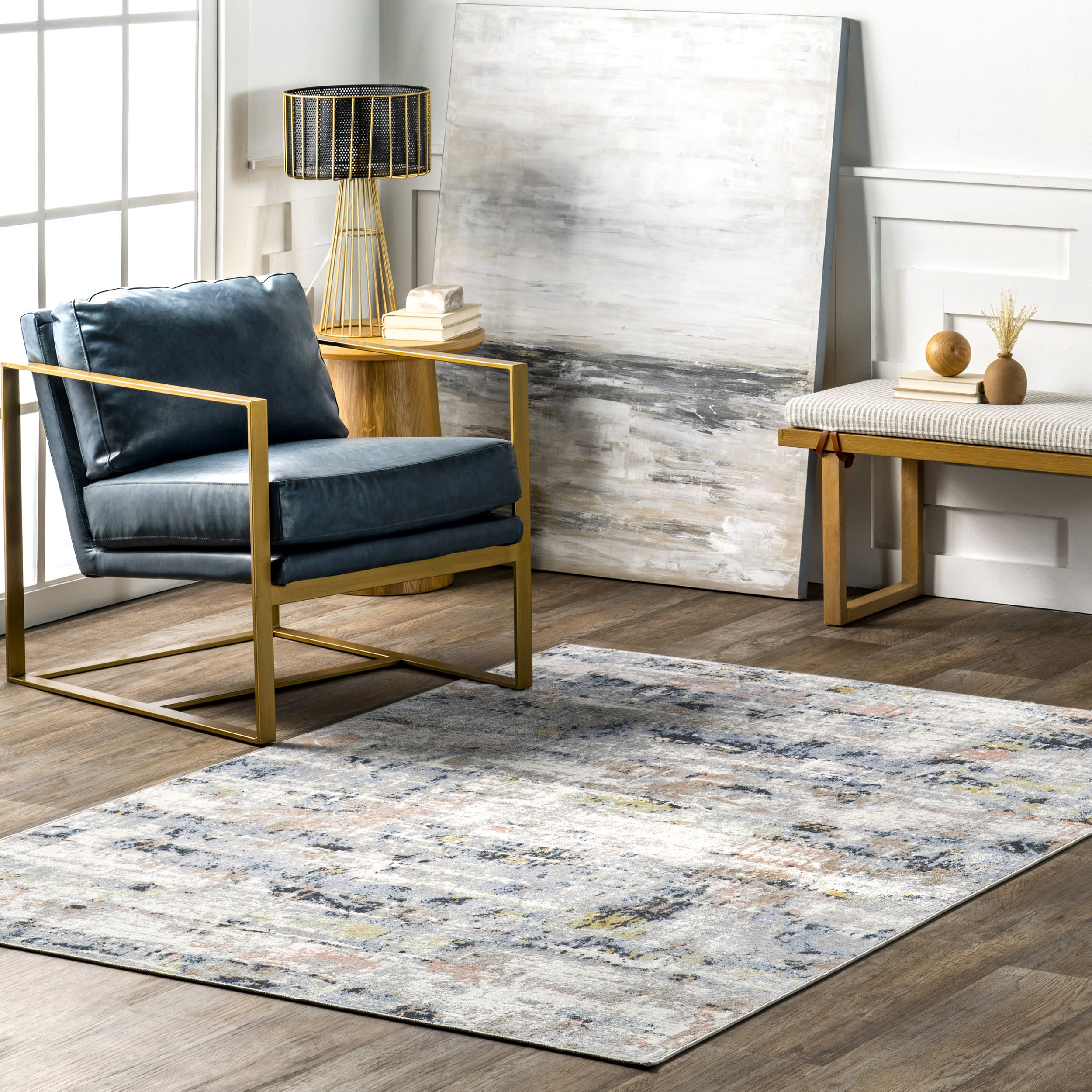 Patty Washable Rainy Days Rug | Blue Multicolor