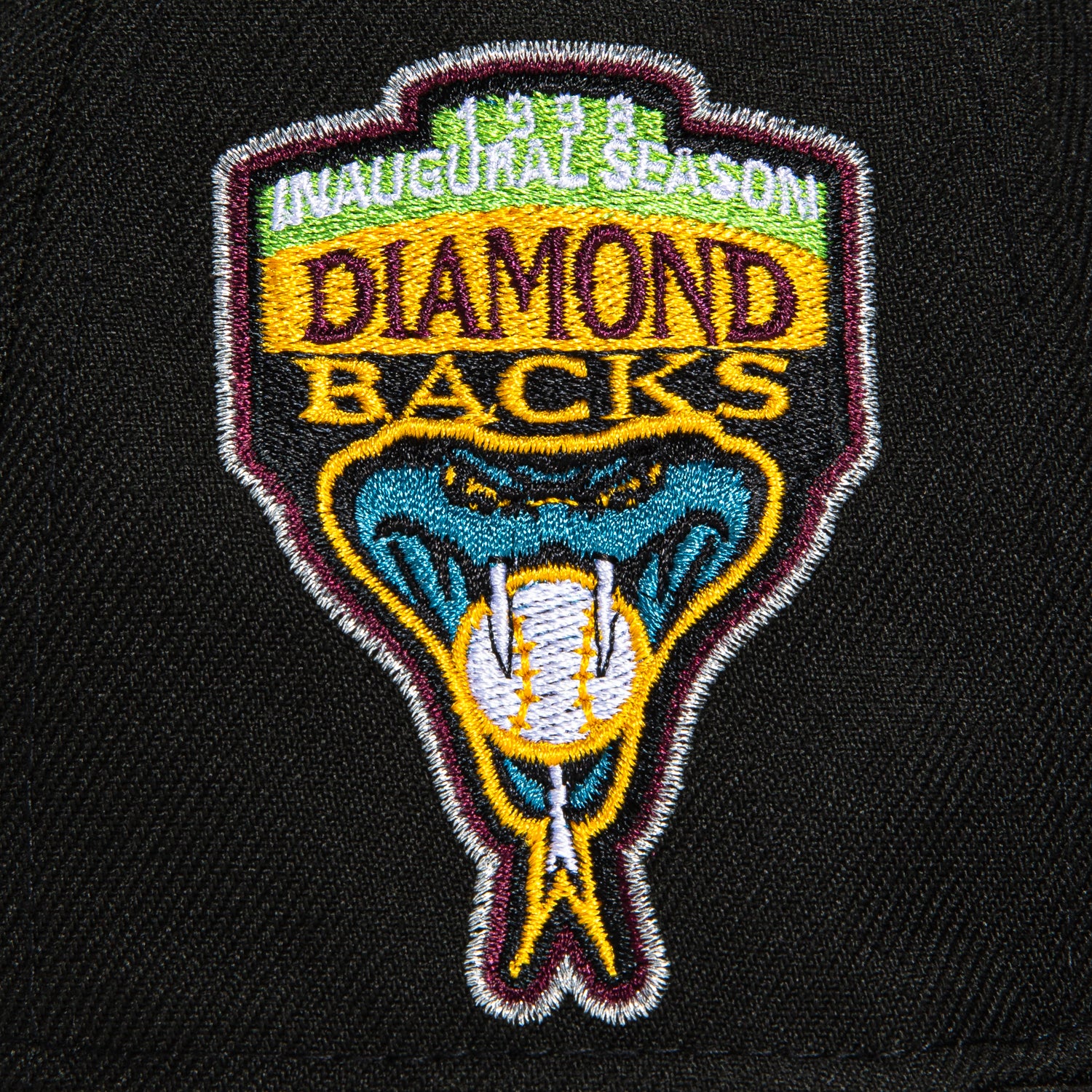 New Era 59Fifty Arizona Diamondbacks Inaugural Patch Upside Down Hat - Black, Teal, Maroon, Metallic Silver