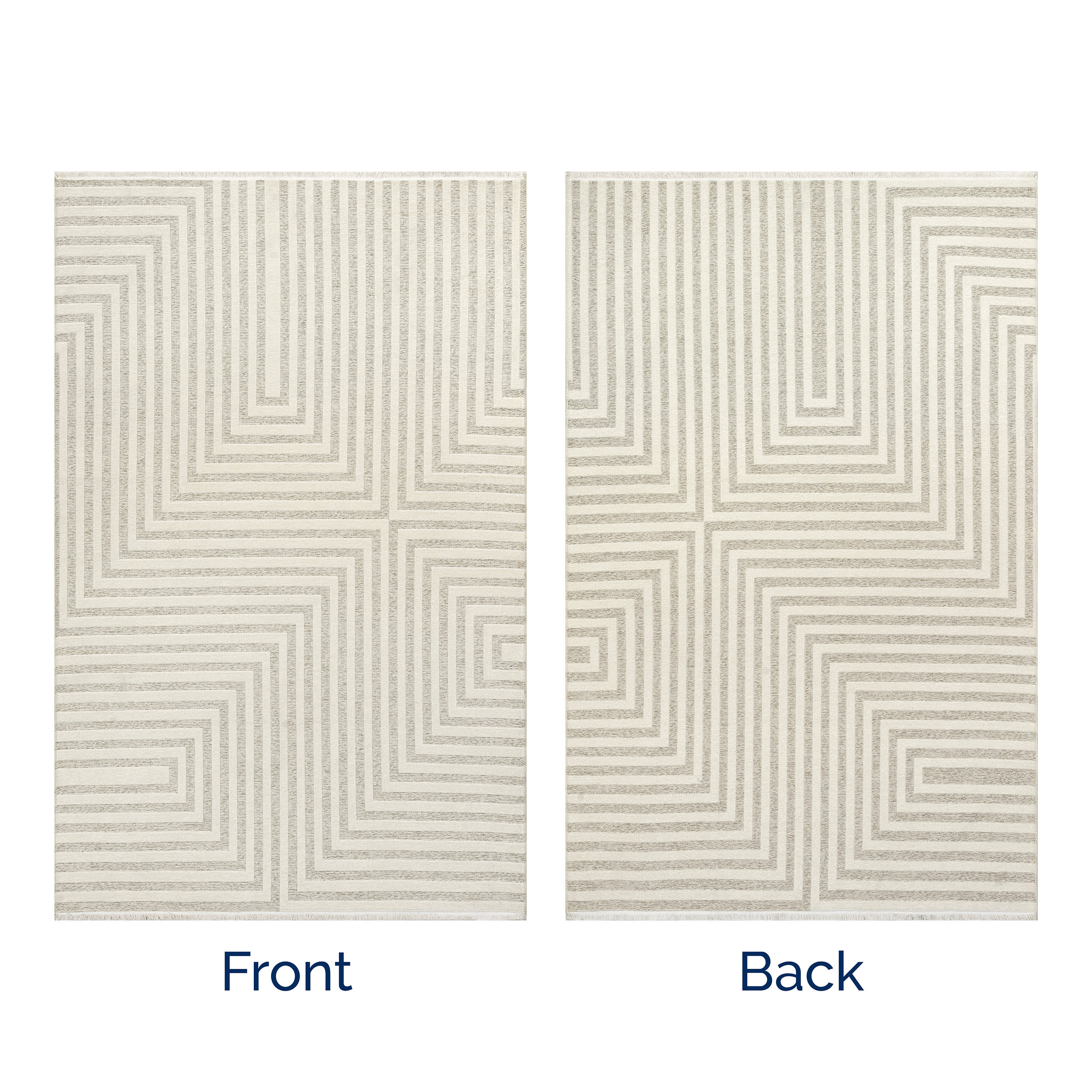 Nicolai Graphic Fringed Reversible Washable Rug | Cream