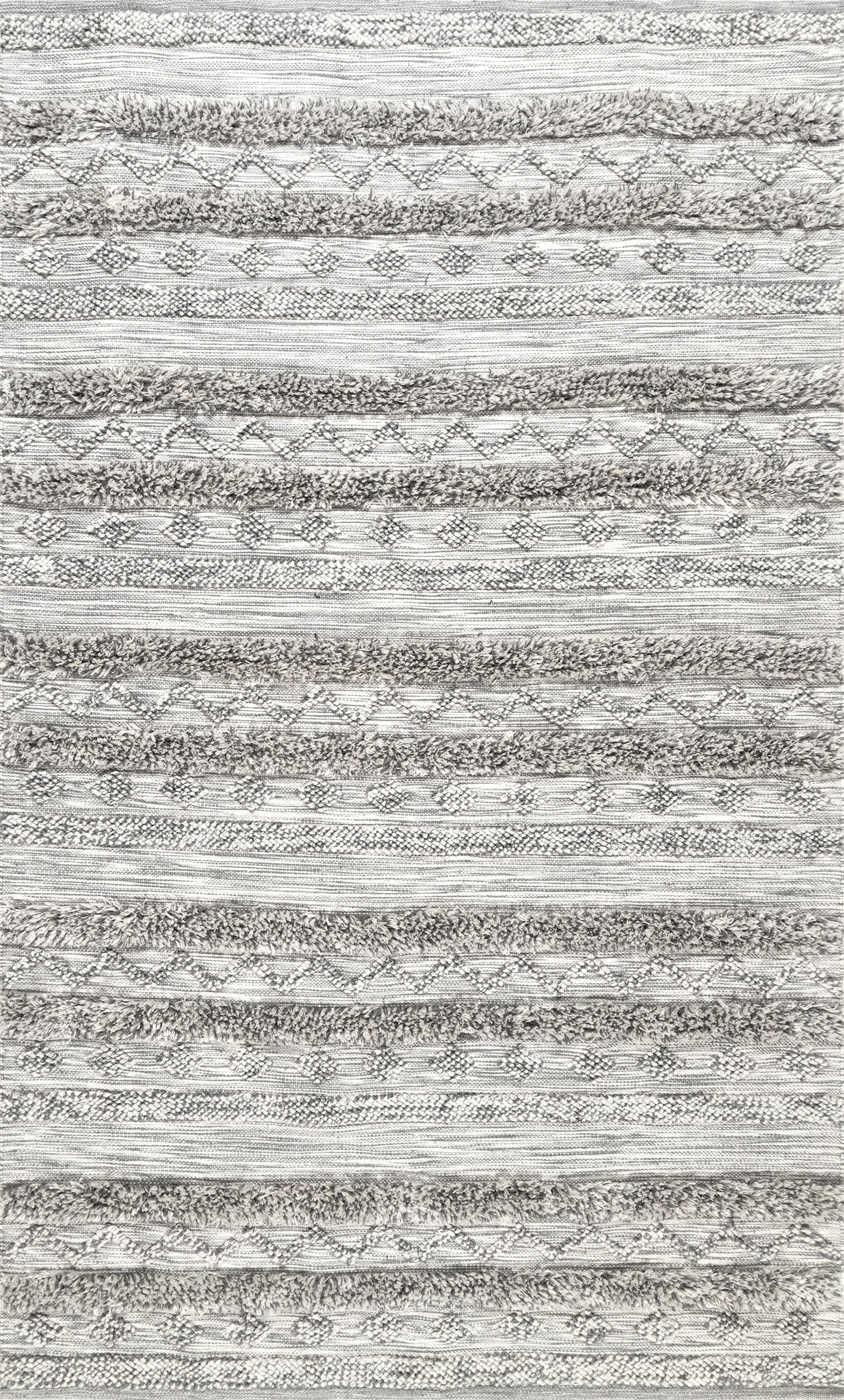 Textured Banded Rug | Grey