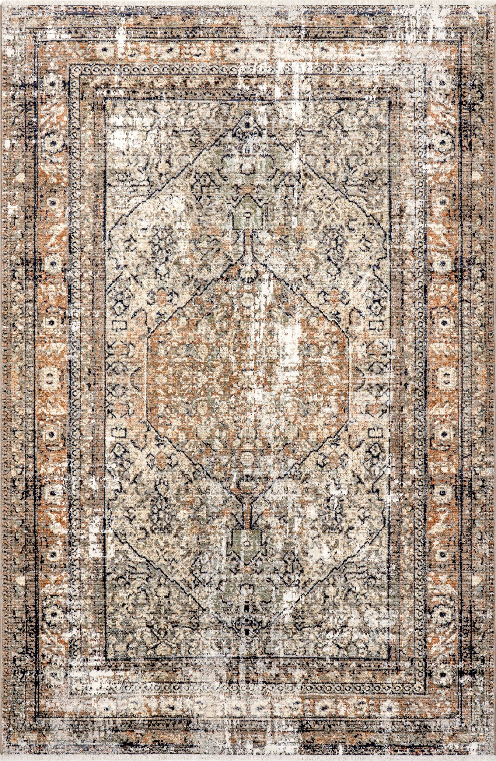 Vintage Medallion Fringe Rug | Beige