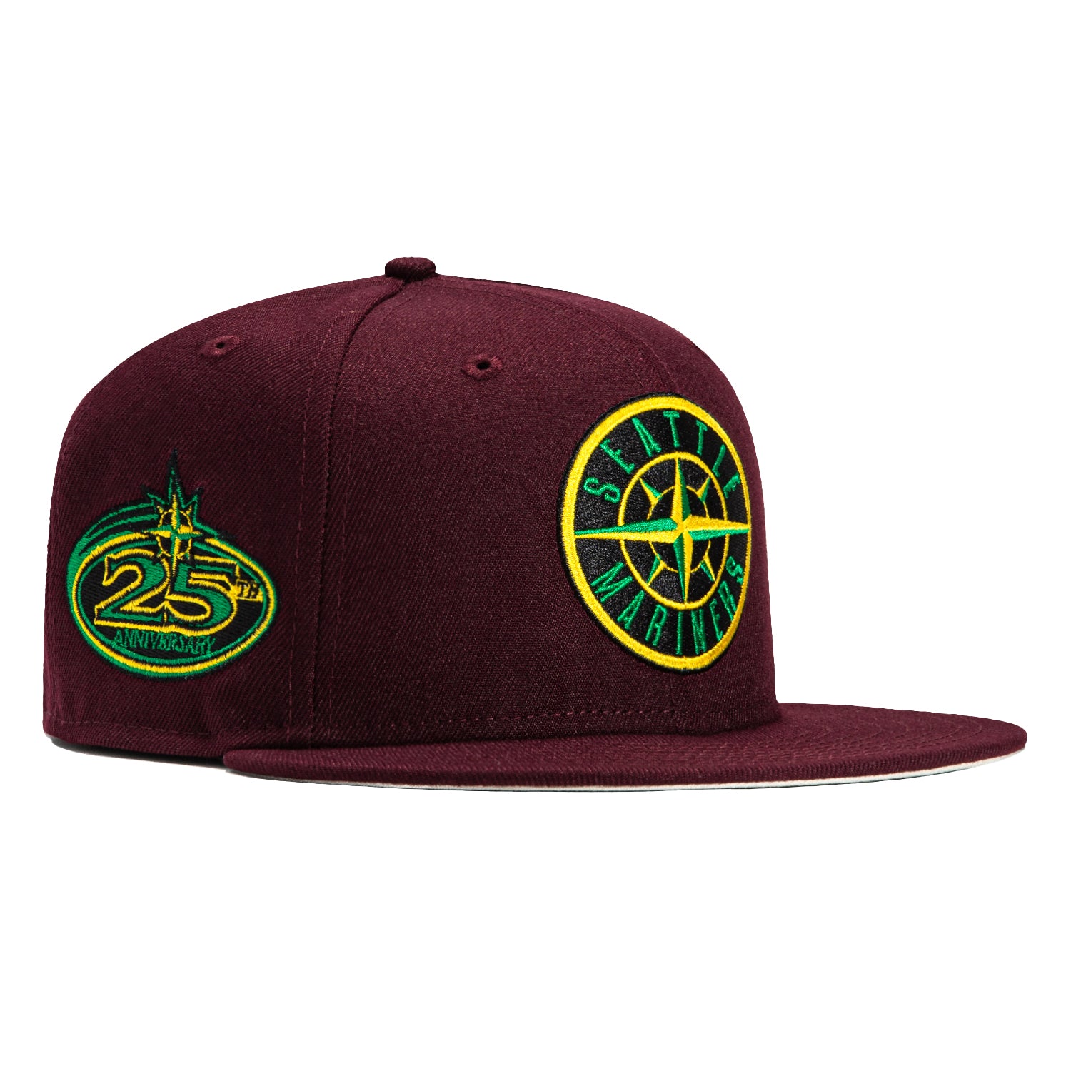 New Era 59Fifty Stoney Seattle Mariners 25th Anniversary Patch Logo Hat - Maroon