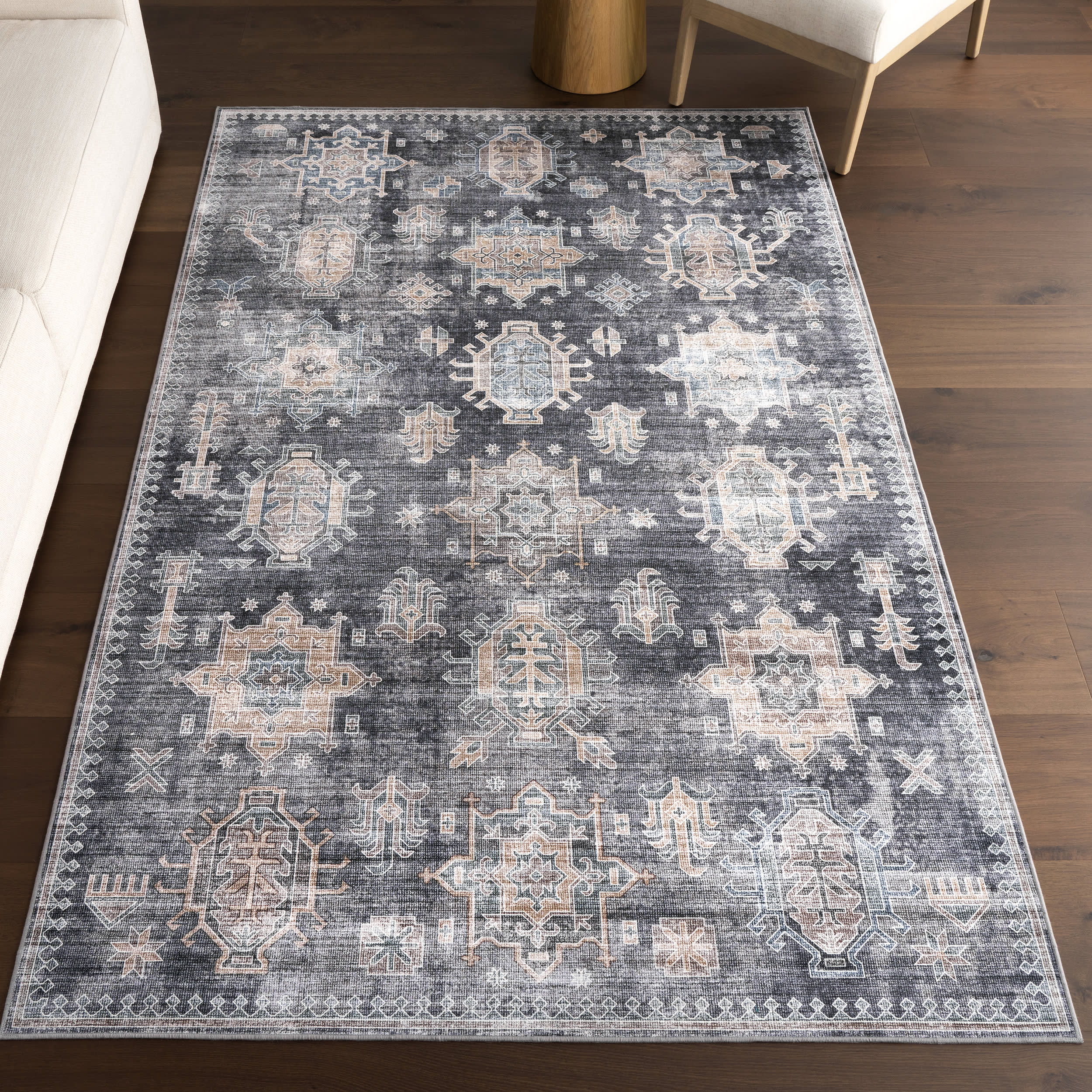 Araya Spill Proof Washable Rug | Charcoal