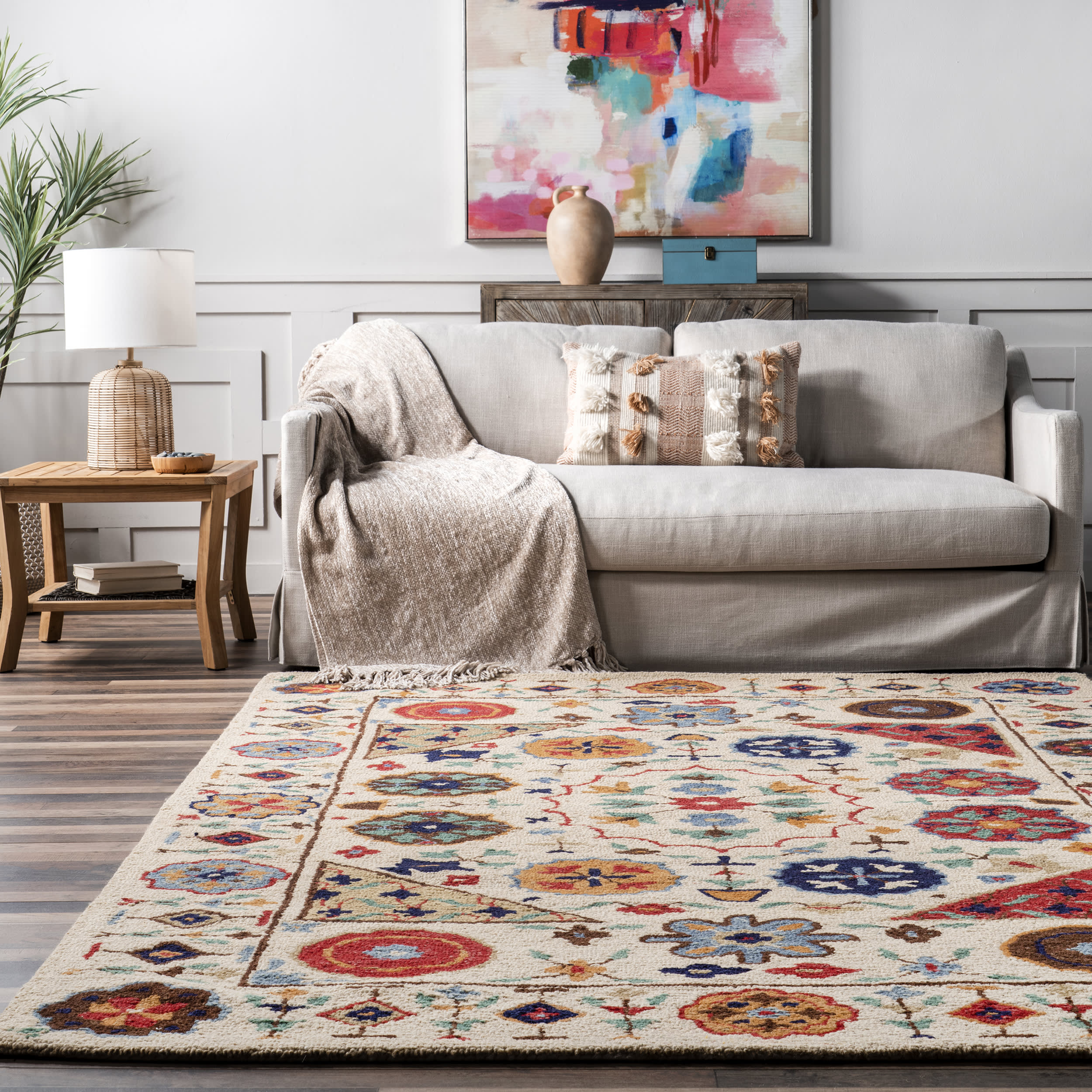 Wool Floral Rug | Multicolor