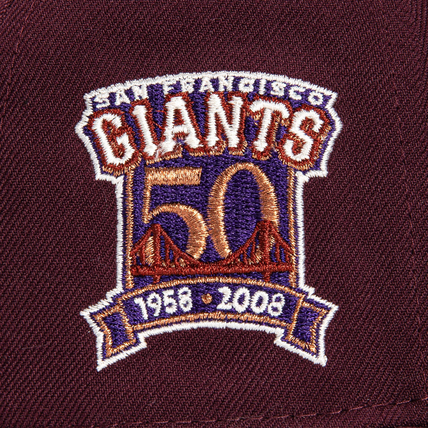 New Era 59Fifty Bordeaux San Francisco Giants 50th Anniversary Patch Hat - Maroon