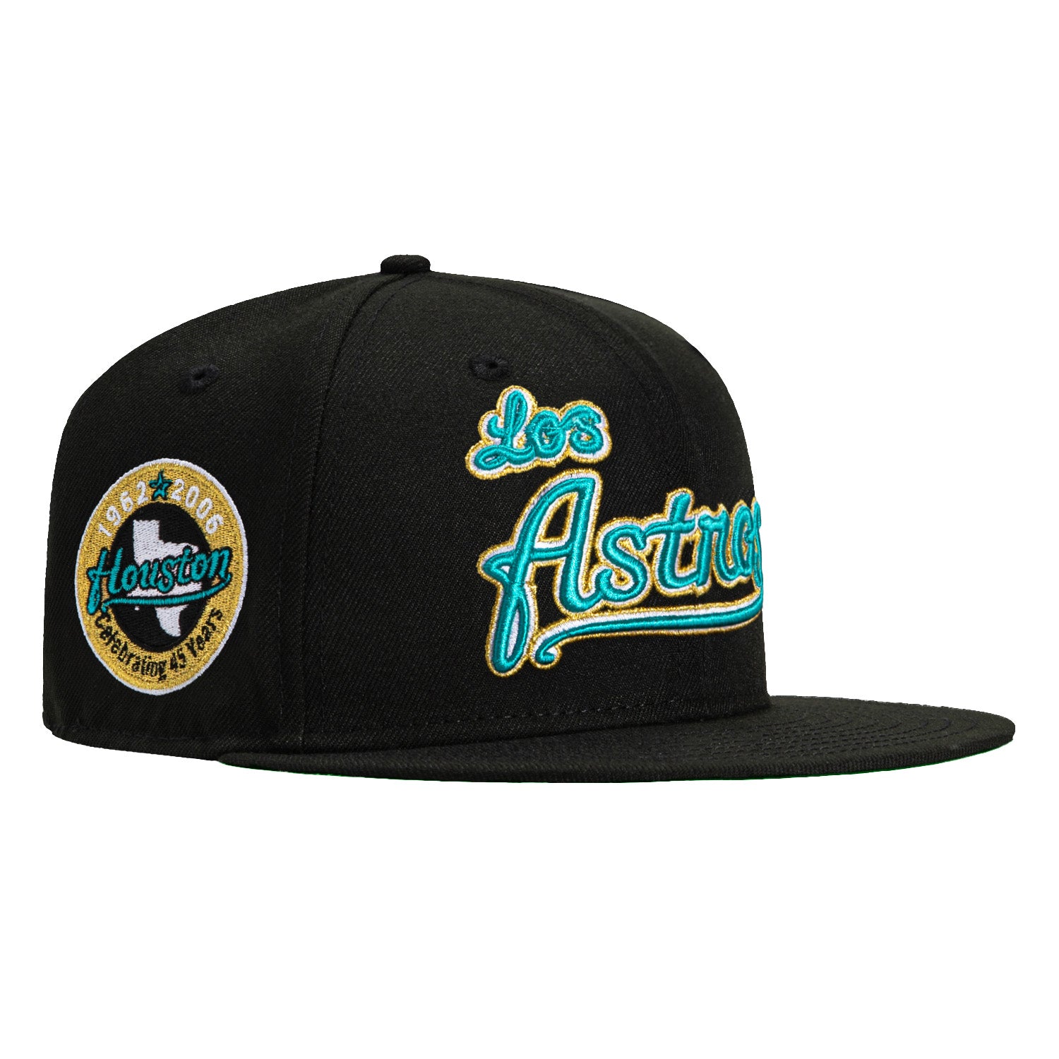 New Era 59Fifty Coco Mango Cherry Houston Astros 40th Anniversary Patch Los Astros Hat - Black, Teal