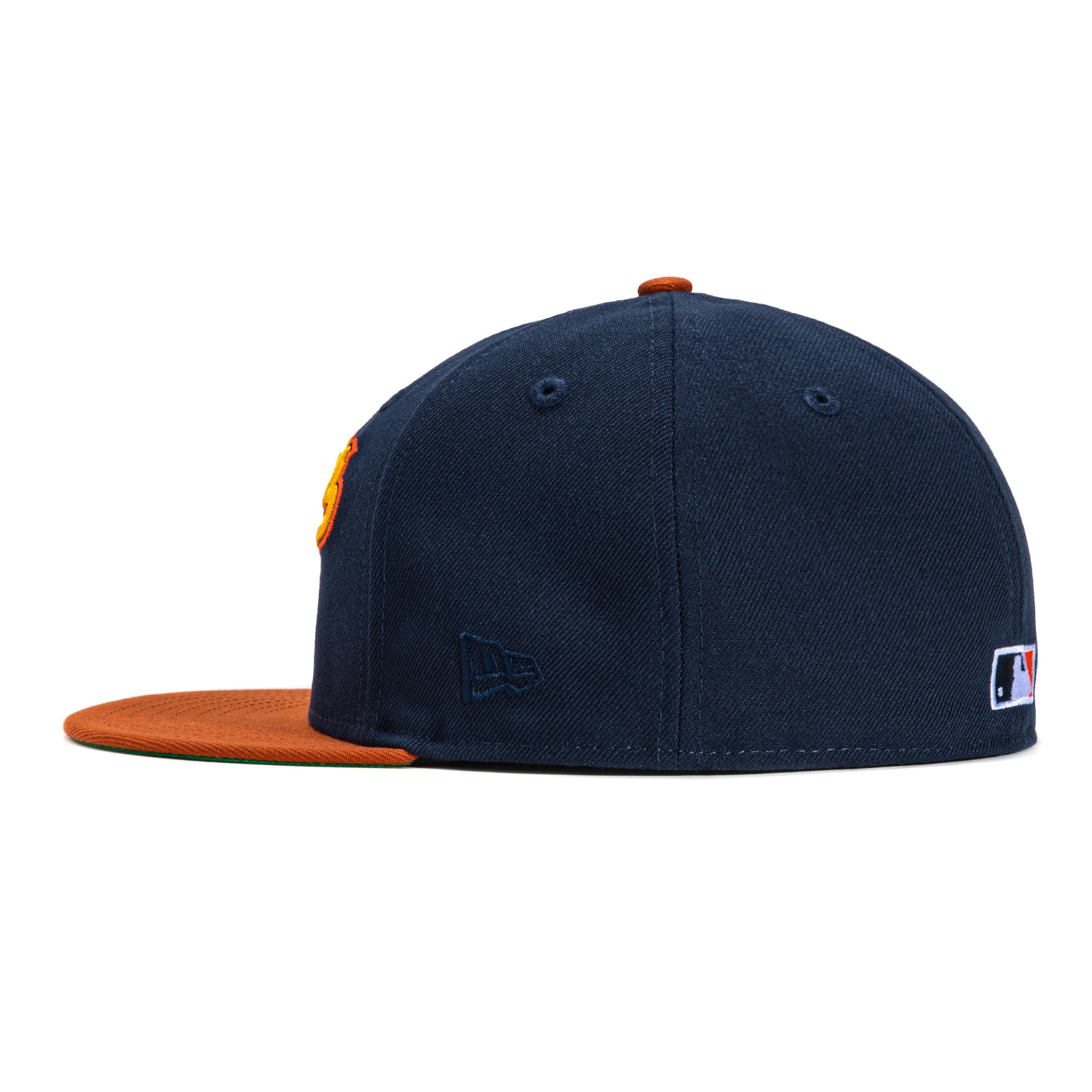 New Era 59Fifty Oakland Athletics Battle of the Bay Patch Script Hat - Navy, Burnt Orange, Gold