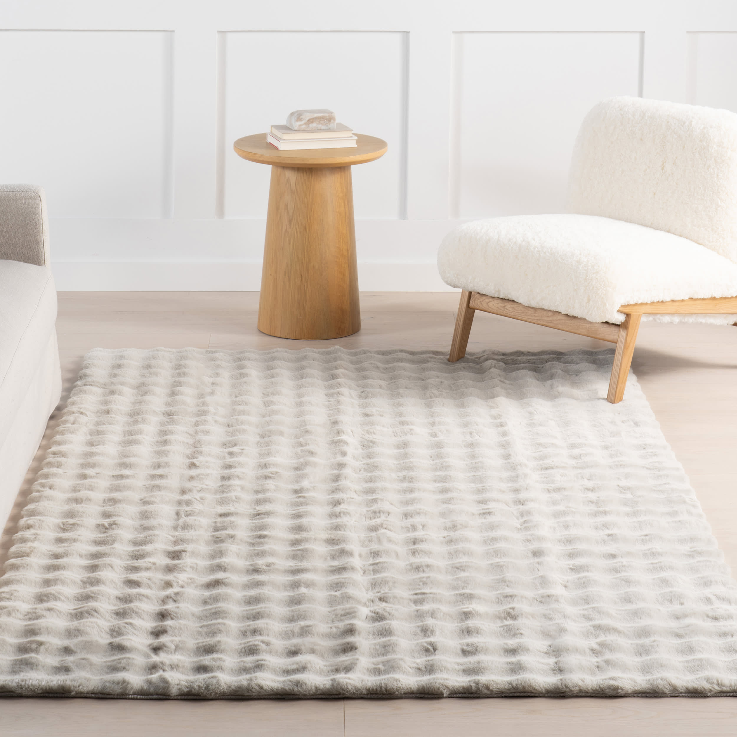 Ivana Checkered Plush Cloud Washable Rug | Grey