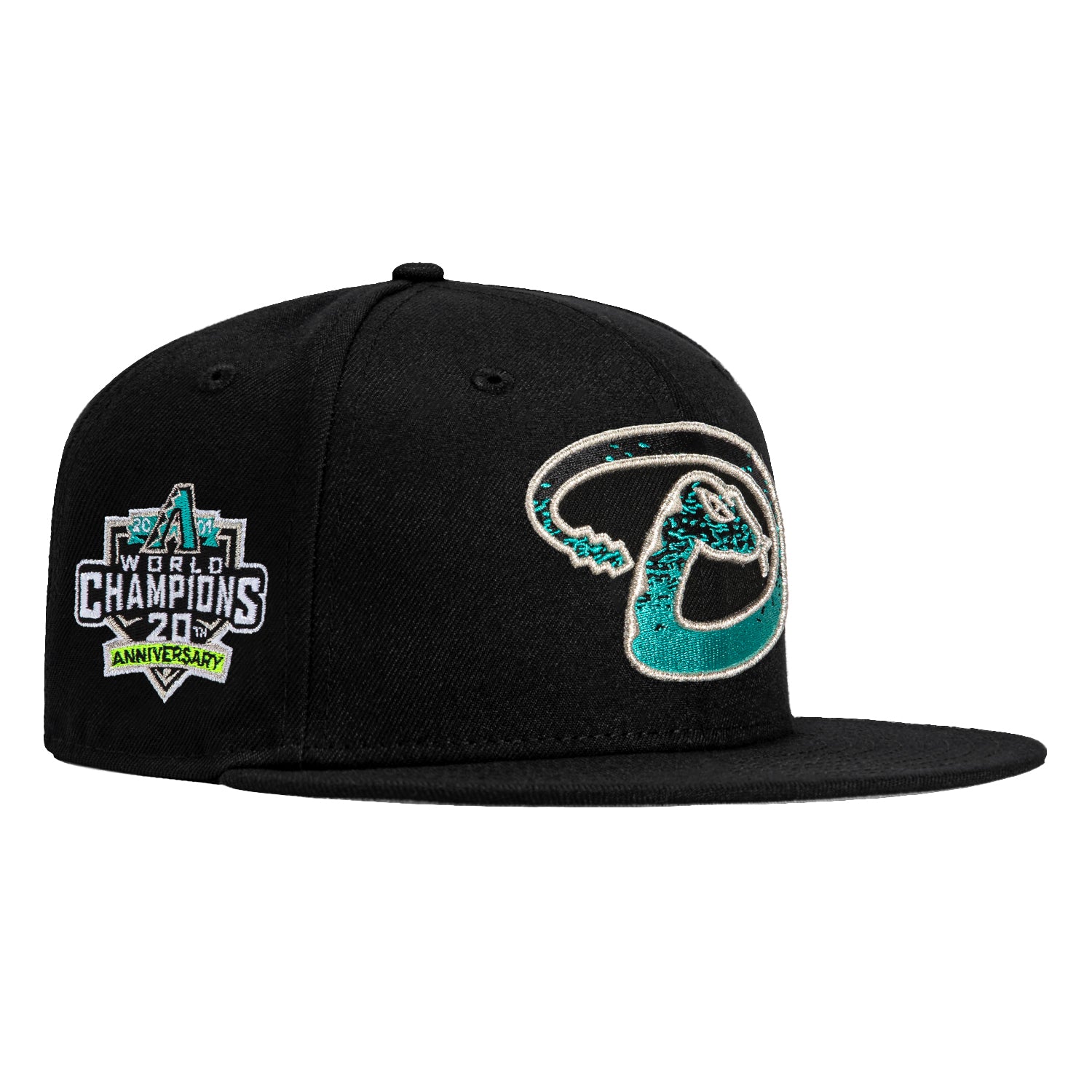 New Era 59Fifty Aqua Arizona Diamondbacks 20th Anniversary Champions Patch Hat - Black, Teal