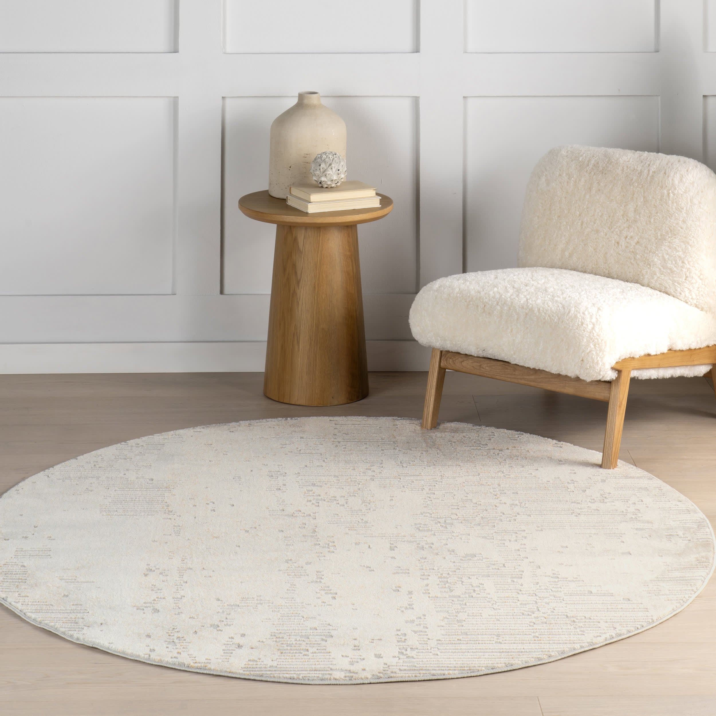 Iris Textured Abstract Rug | Light Grey